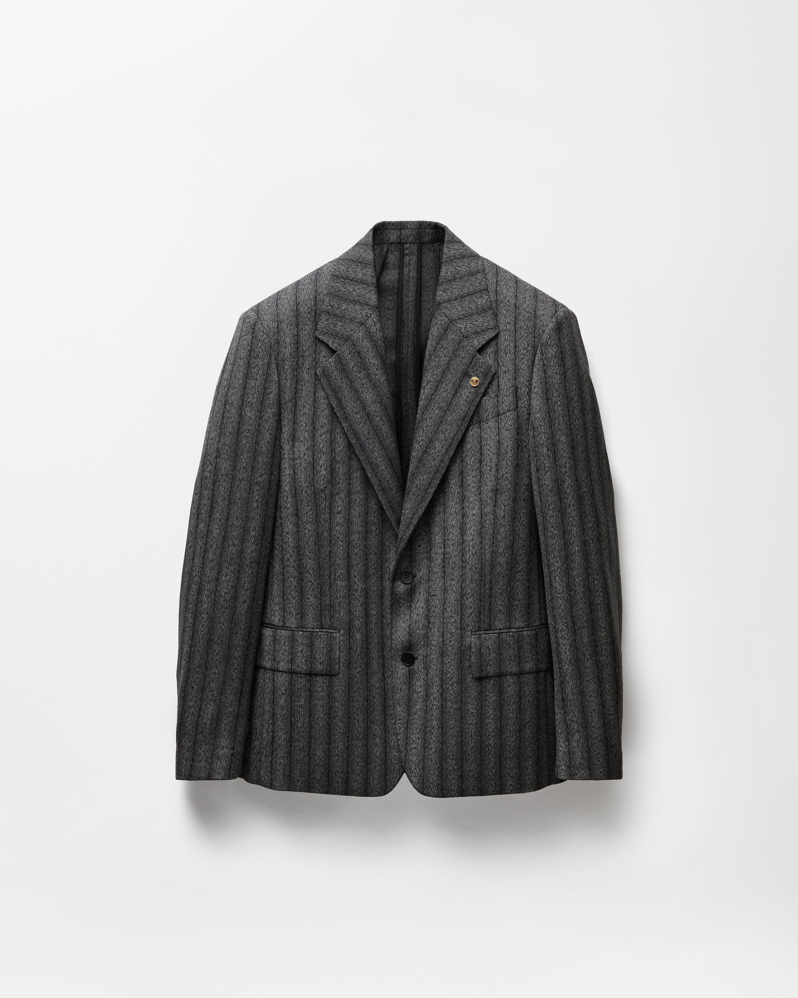 Versace Blazer Décontracté En Laine Sergée À Rayures In Gris