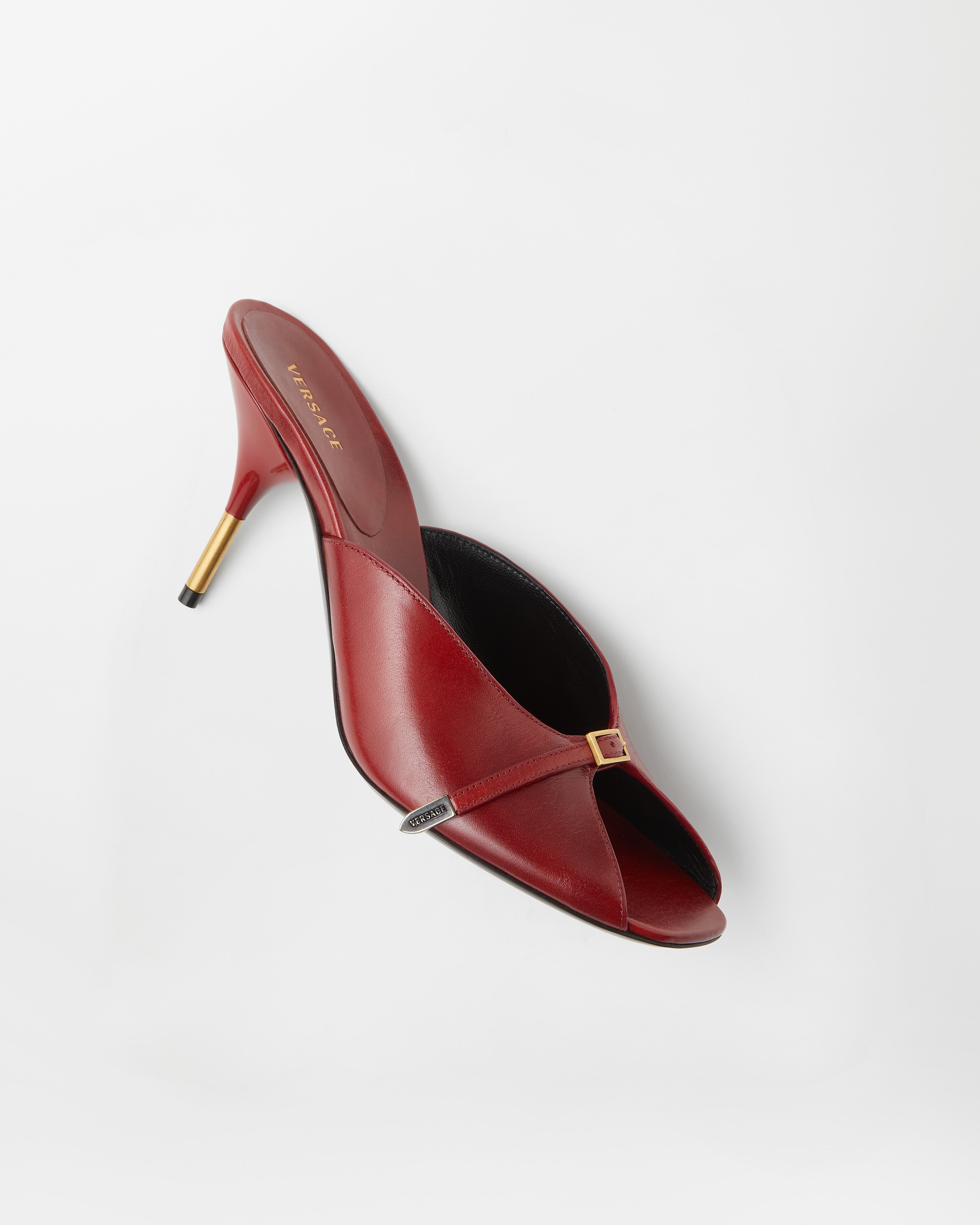 Nyx Leather Mules 80 mm Black | VERSACE US