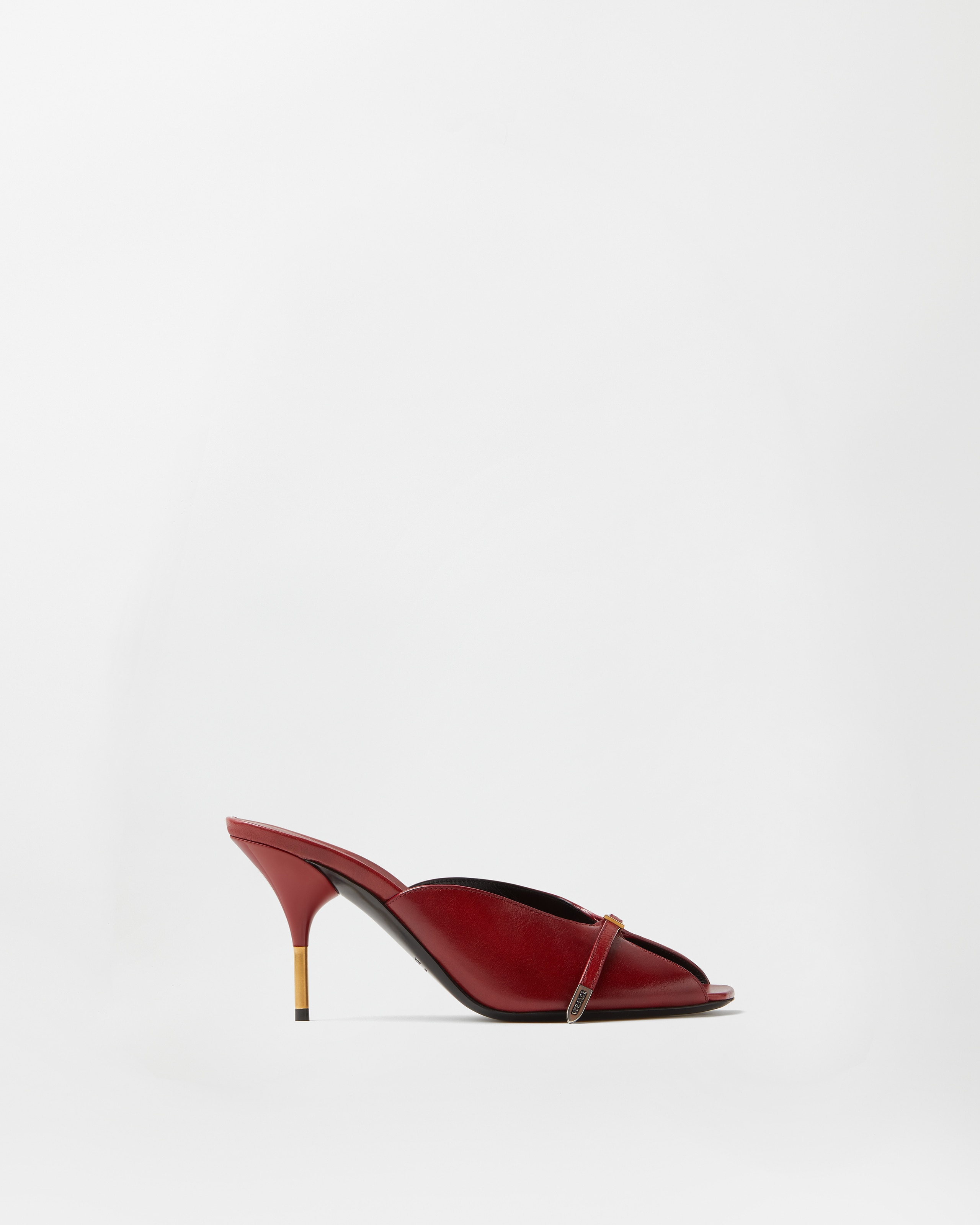 Versace Nyx Leather Mules 80 Mm In Brown