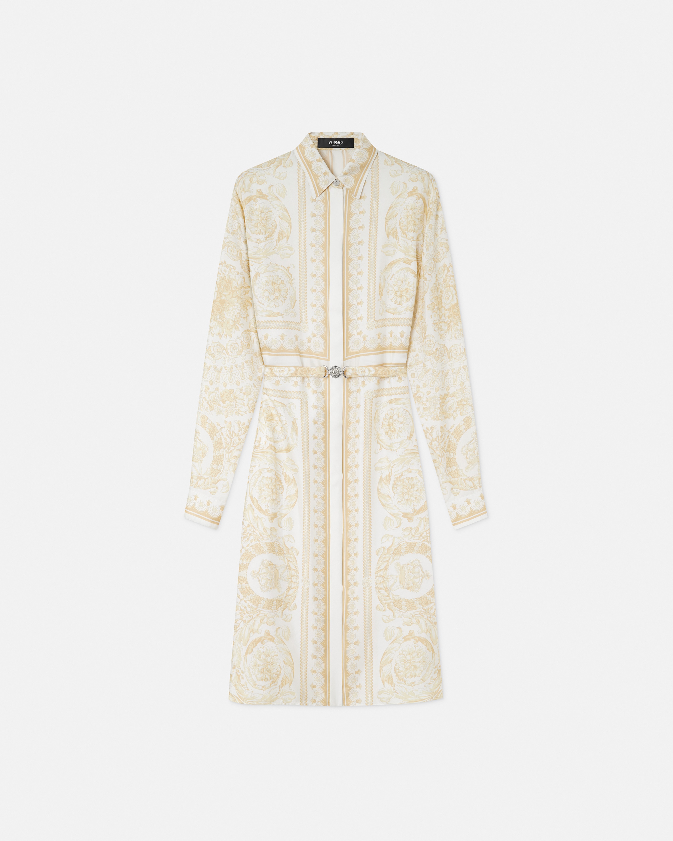 Printed Silk Twill Midi Shirt Dress