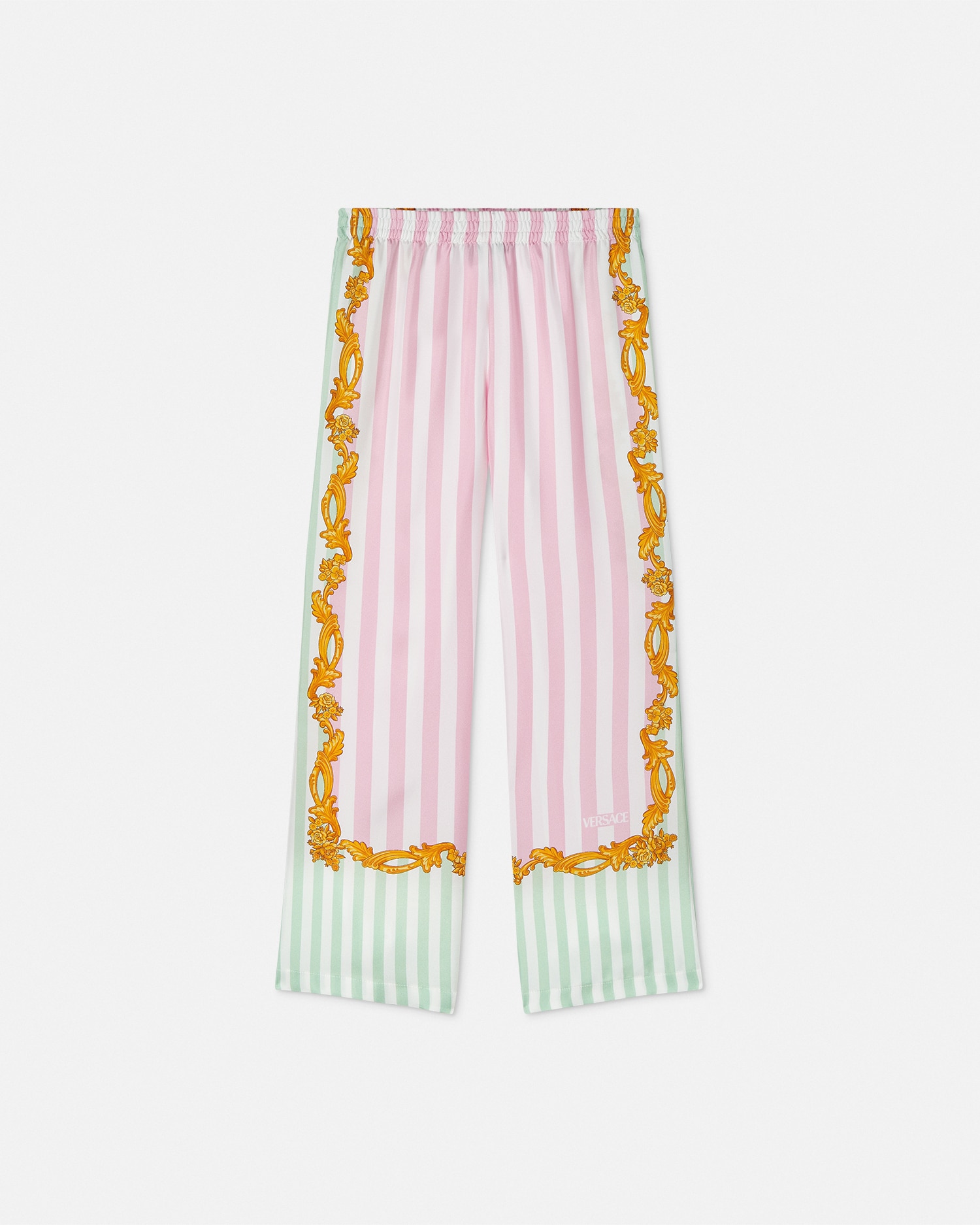 Versace Pantalon Barocco Pinstripe Kids En Soie