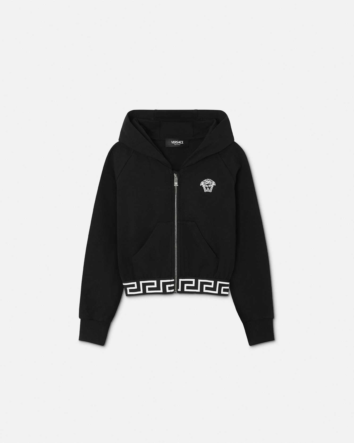 Versace Hoodie Zippé Greca Kids In Black