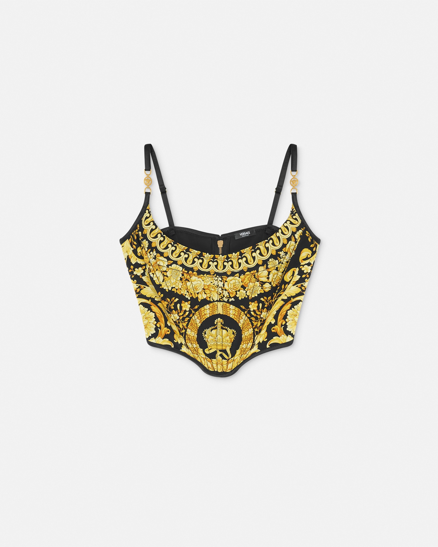 Shop Versace La Coupe Des Dieux Corset Top In Black+print