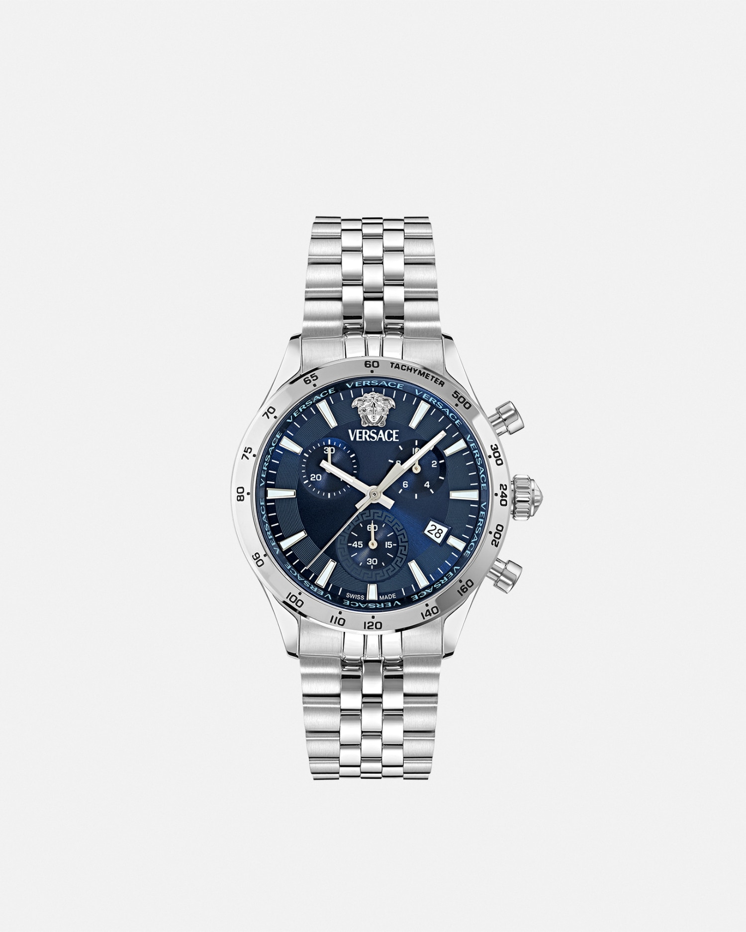 Versace Hellenyium Chrono Petite Watch In Silver
