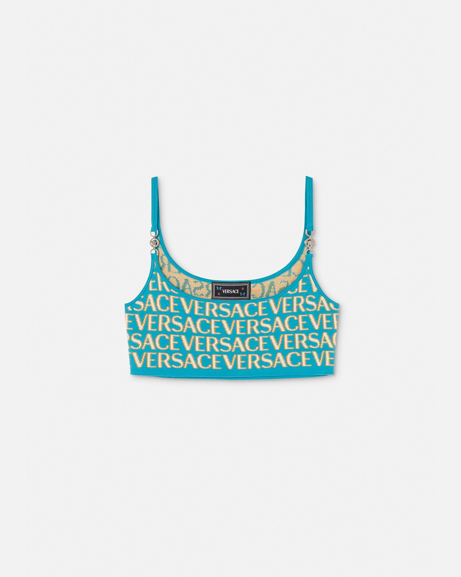 Versace Logo-print Cropped Cardigan In Print