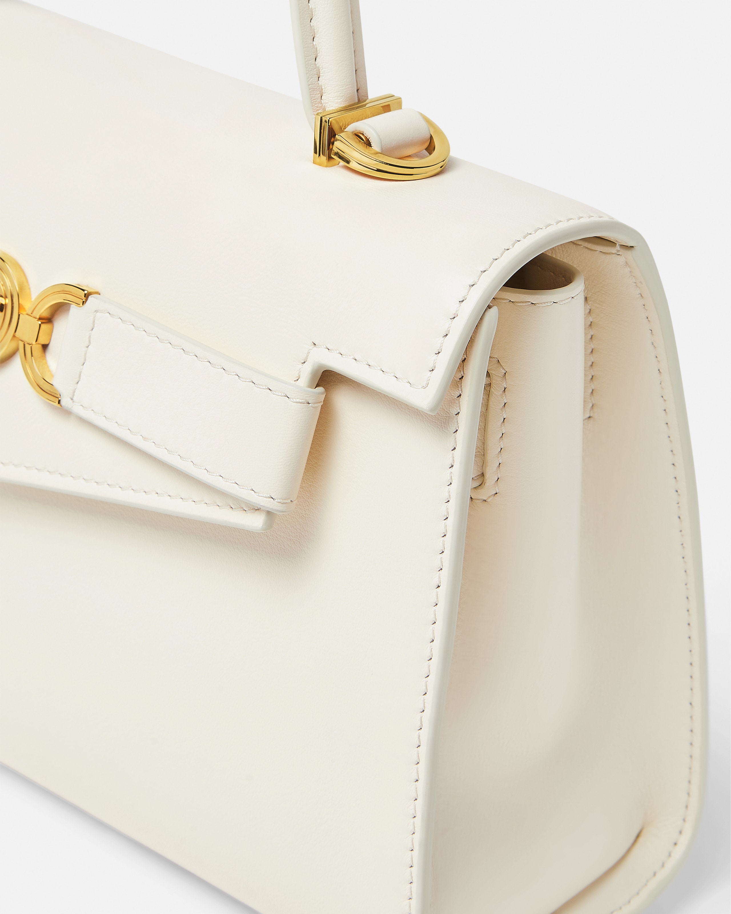 Medusa '95 Leather Top-Handle White,Gold | VERSACE US