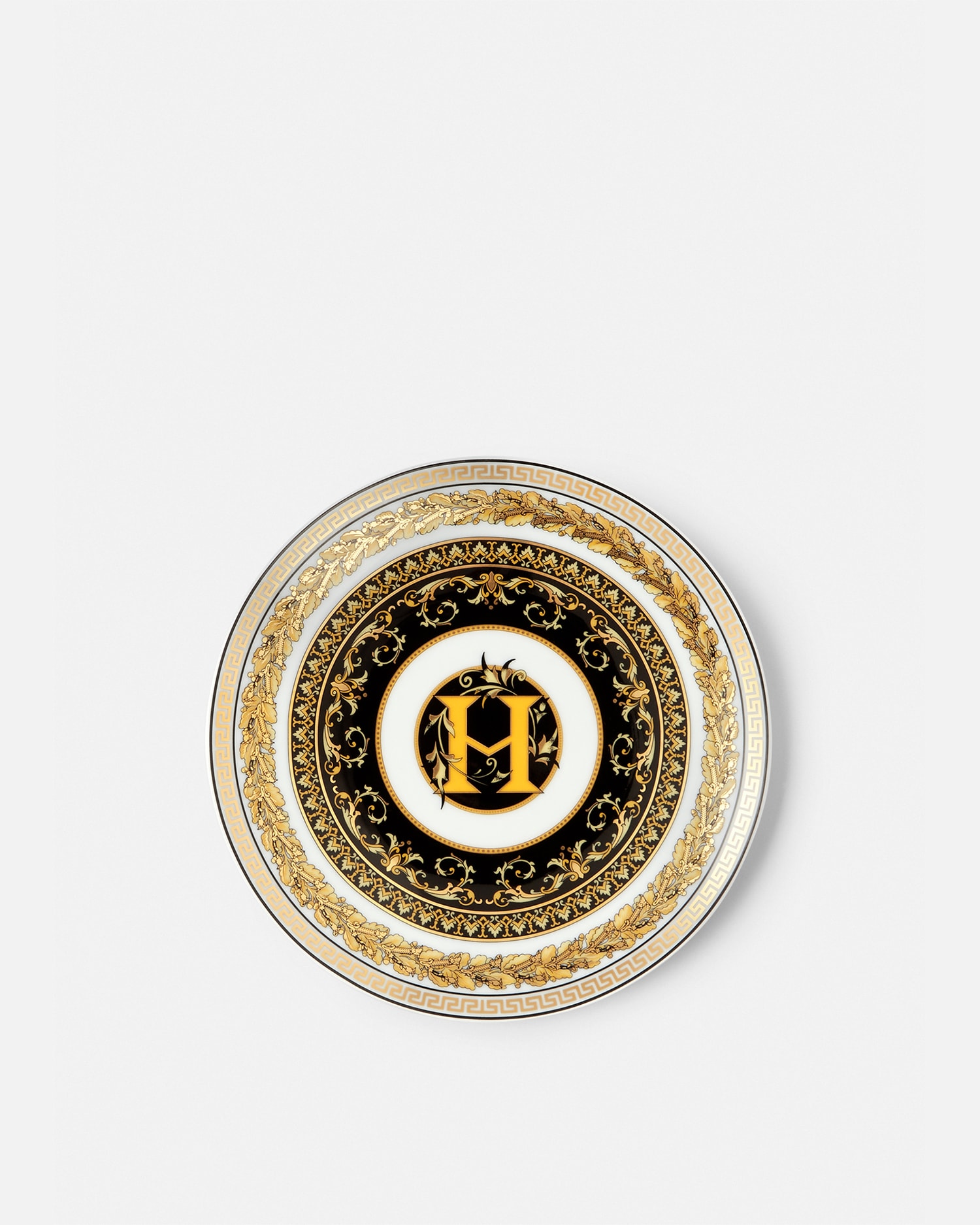 Versace Porcellane E Cristalli Virtus Alphabet H Plate 17 Cm In Gold