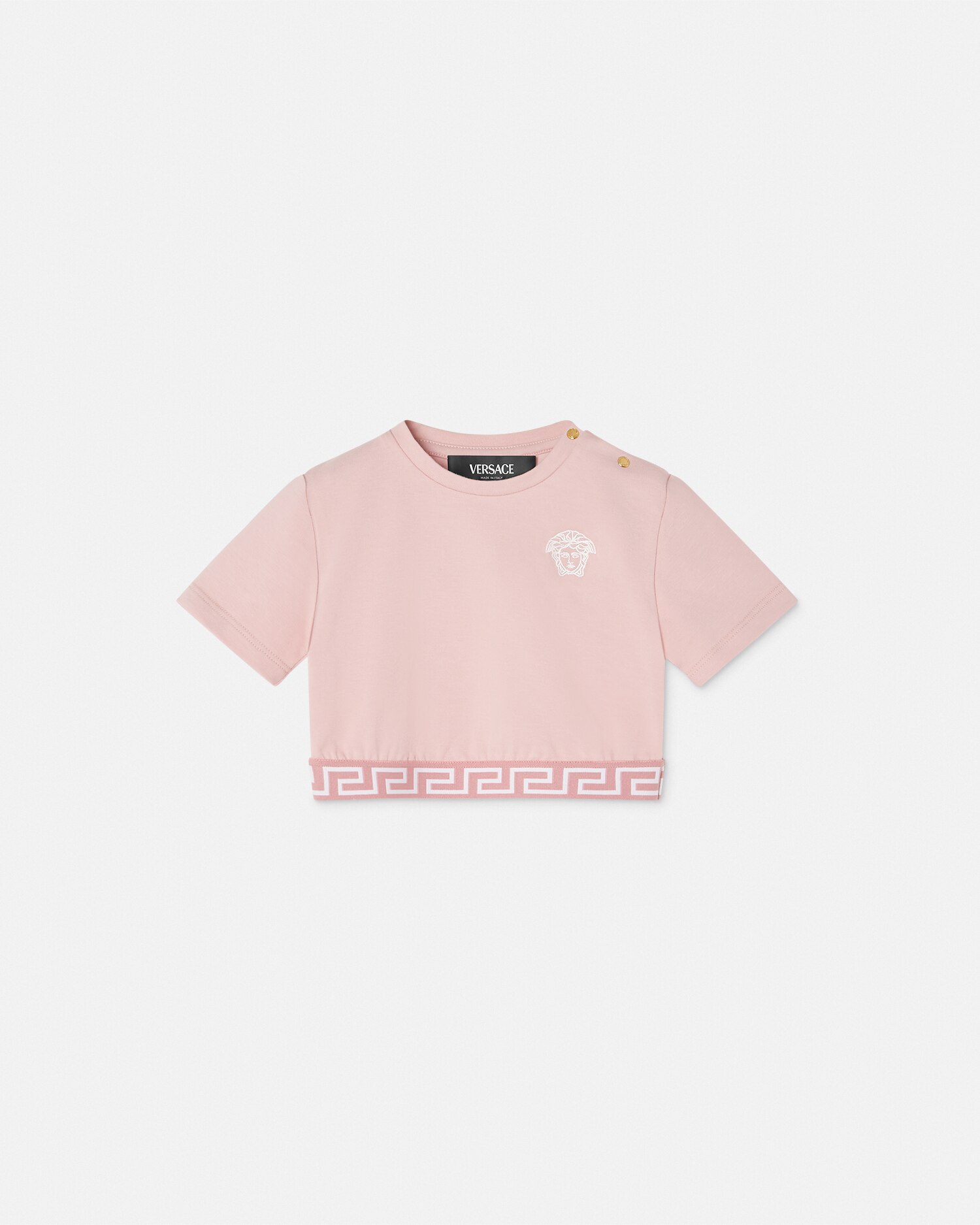 Versace Greca Baby T-shirt In Light Pink