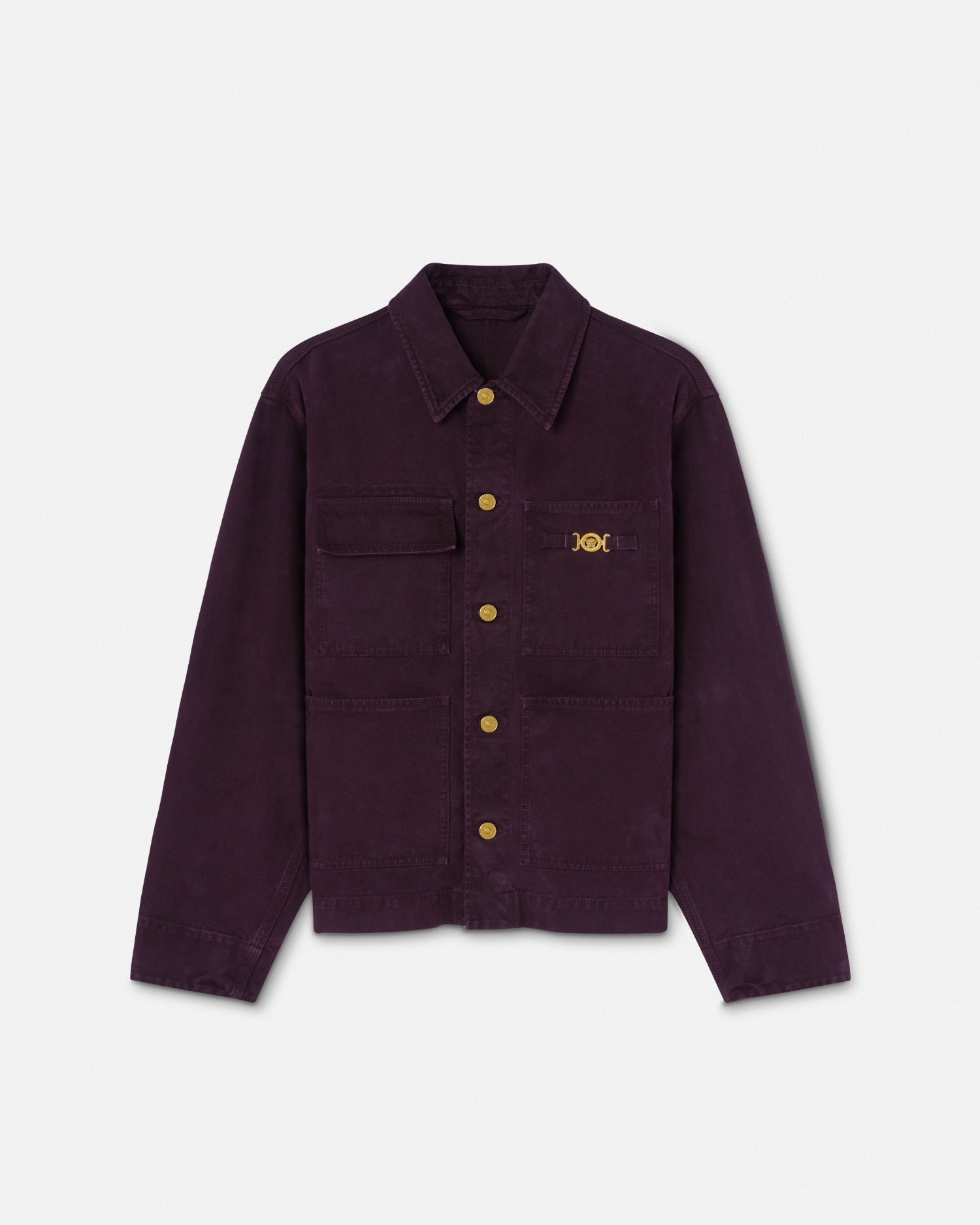 Versace Veste Carpenter En Toile Surteinte In Bordeaux