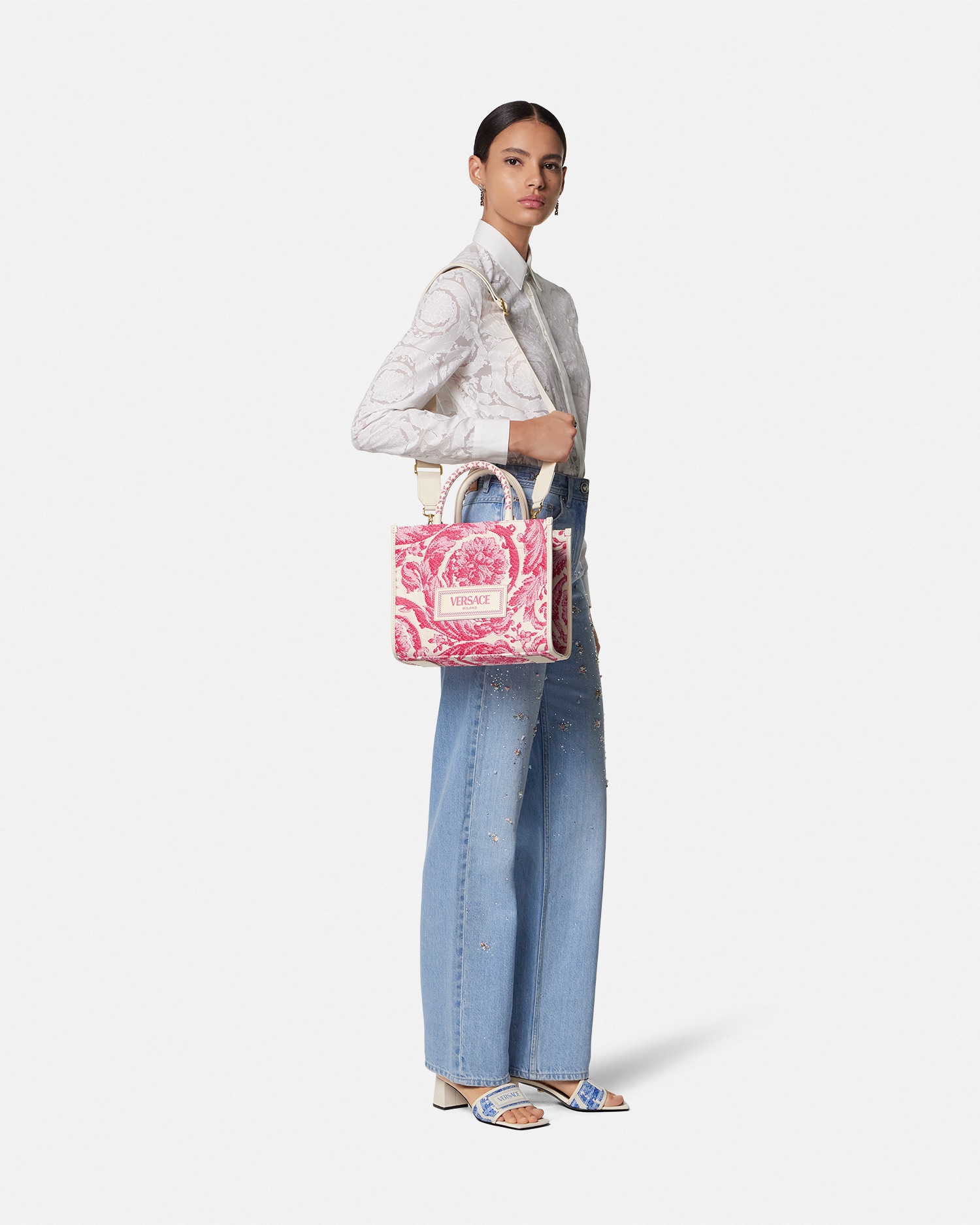 Barocco Athena Raffia Small Tote Bag