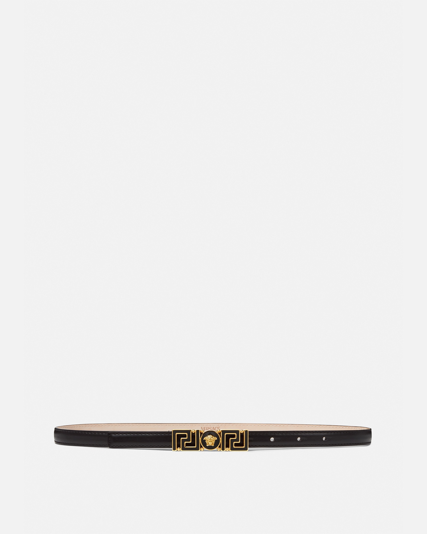 Shop Versace Greca Goddess Leather Belt 1,5 Cm In Black