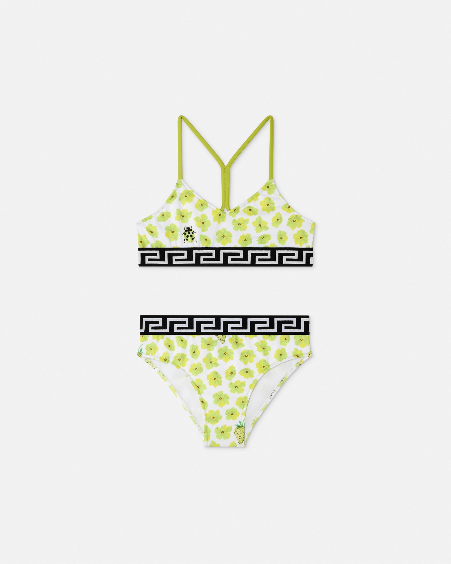 Versace Strawberry Garden Kids Bikini Set In Jaune+imprimer