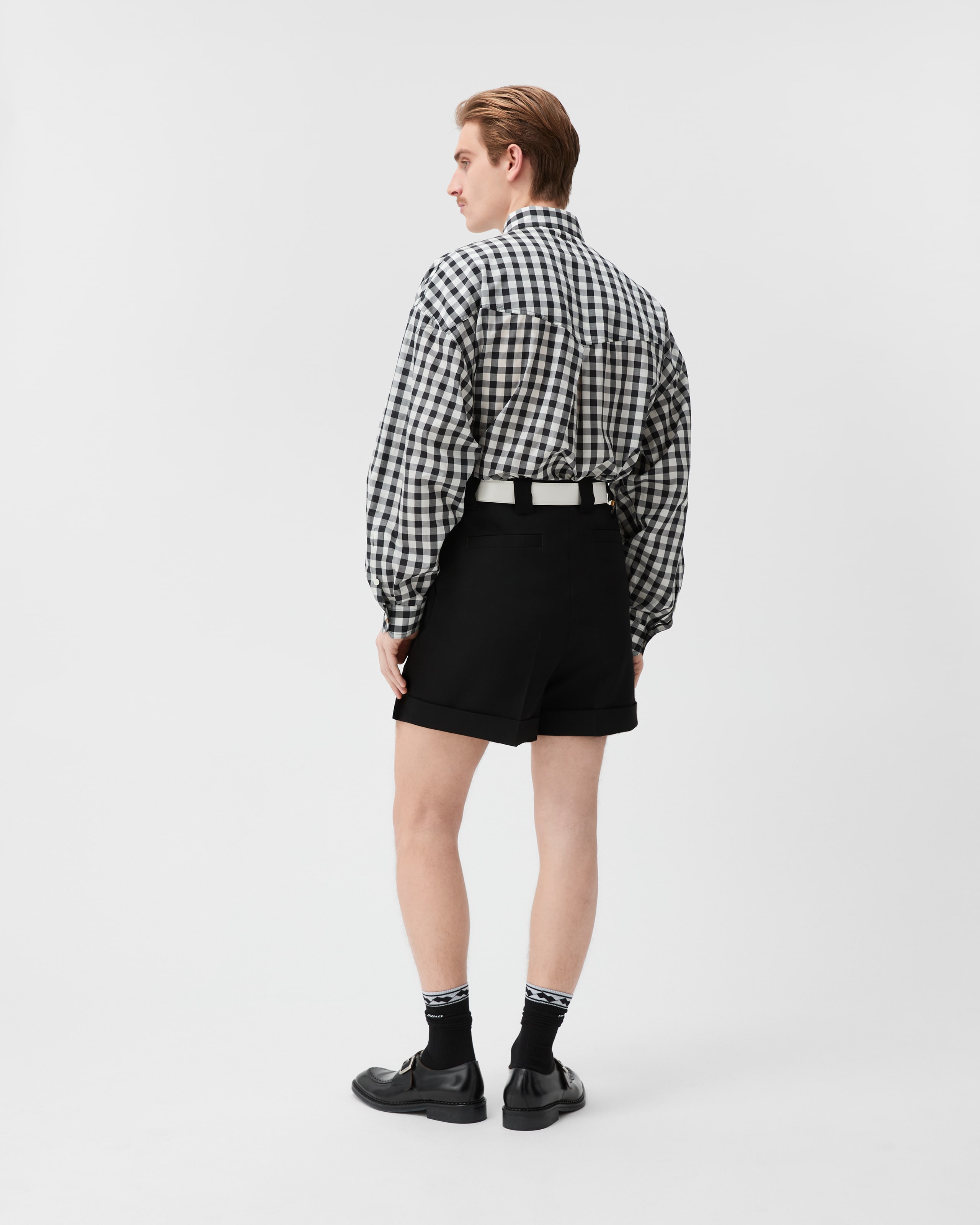 wool dress shorts CIDER Houndstooth Shorts for Women Plaid Shorts High Waist Wool Blend Mid Waist Dressy Elegant Short Brown