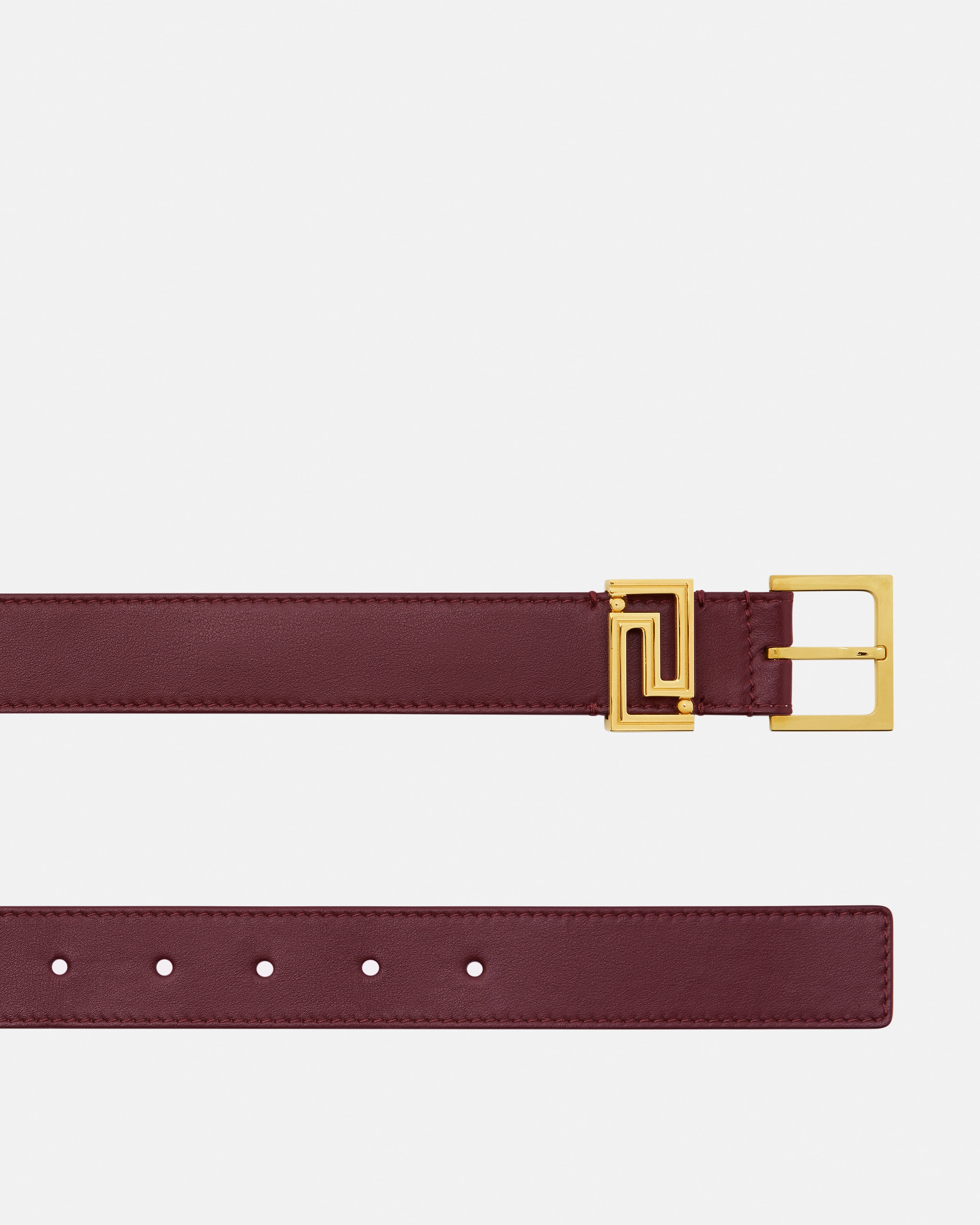 Versace Greca Goddess Leather Belt 3 Cm In Burgundy