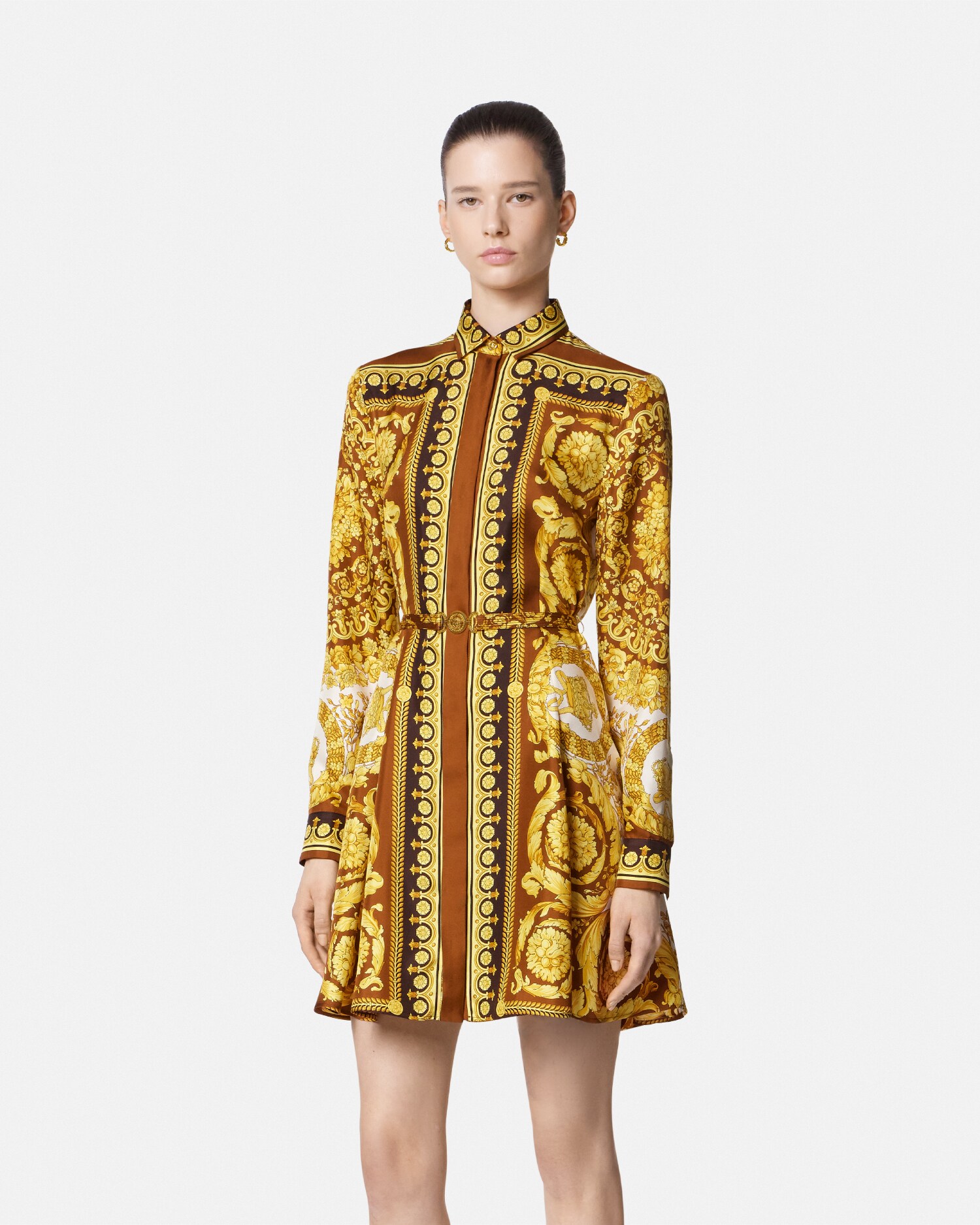 Barocco Silk Mini Shirt Dress