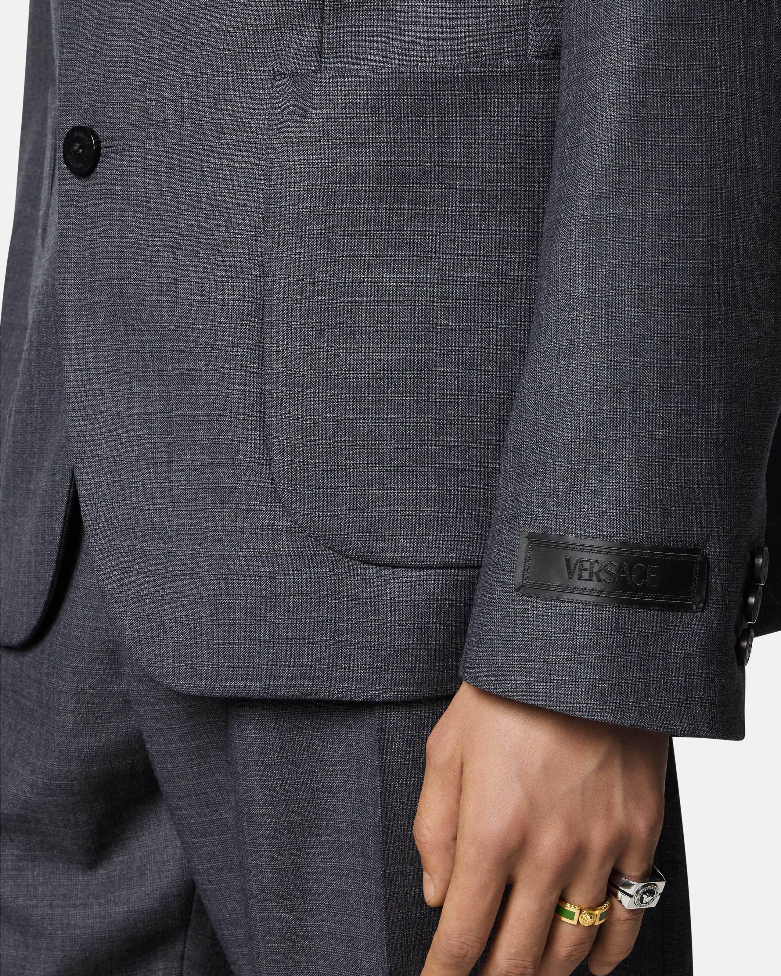 Micro-Checked Wool Blazer