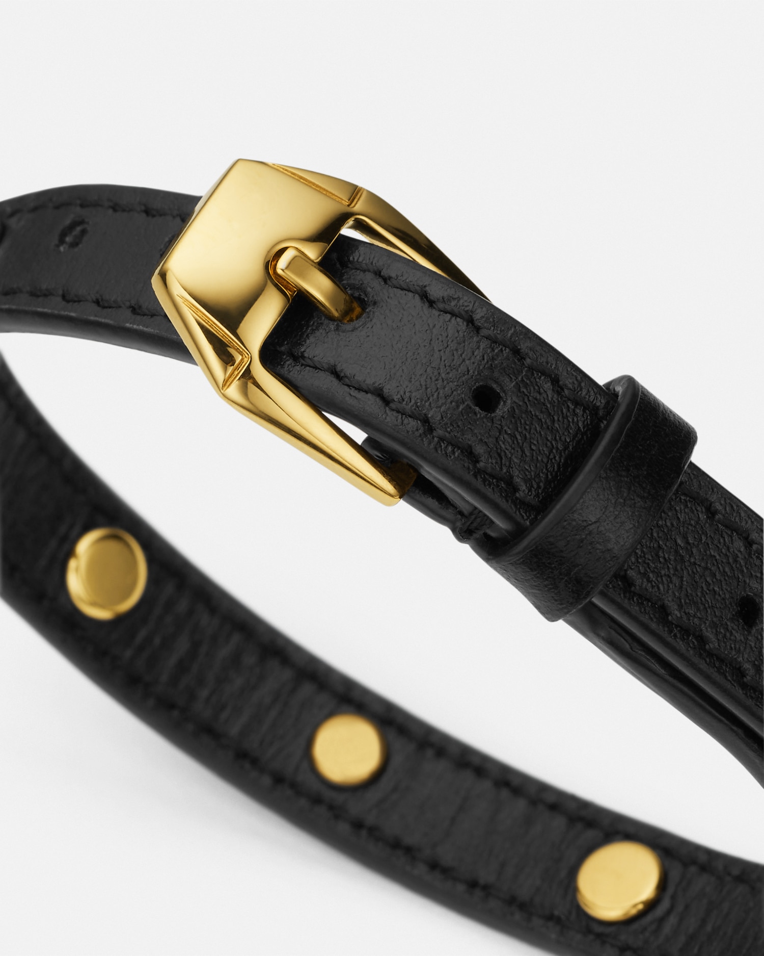 Versace Bracelet En Cuir Medusa In Noir+or