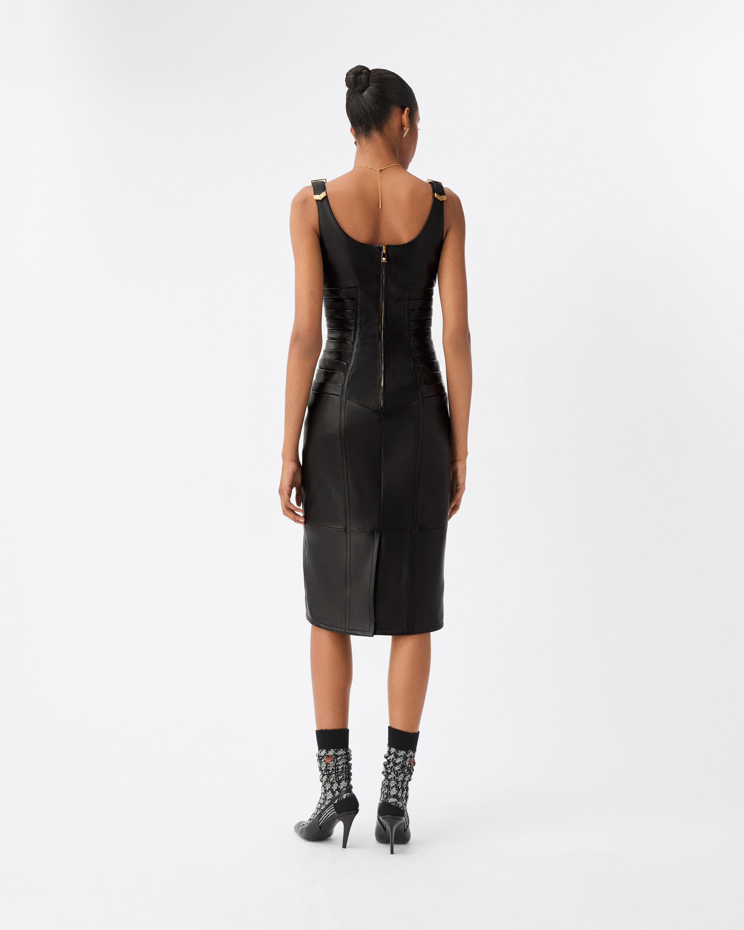 versace black leather dress Nappa Midi Dress, Female, Black, 44 Gianni versace couture