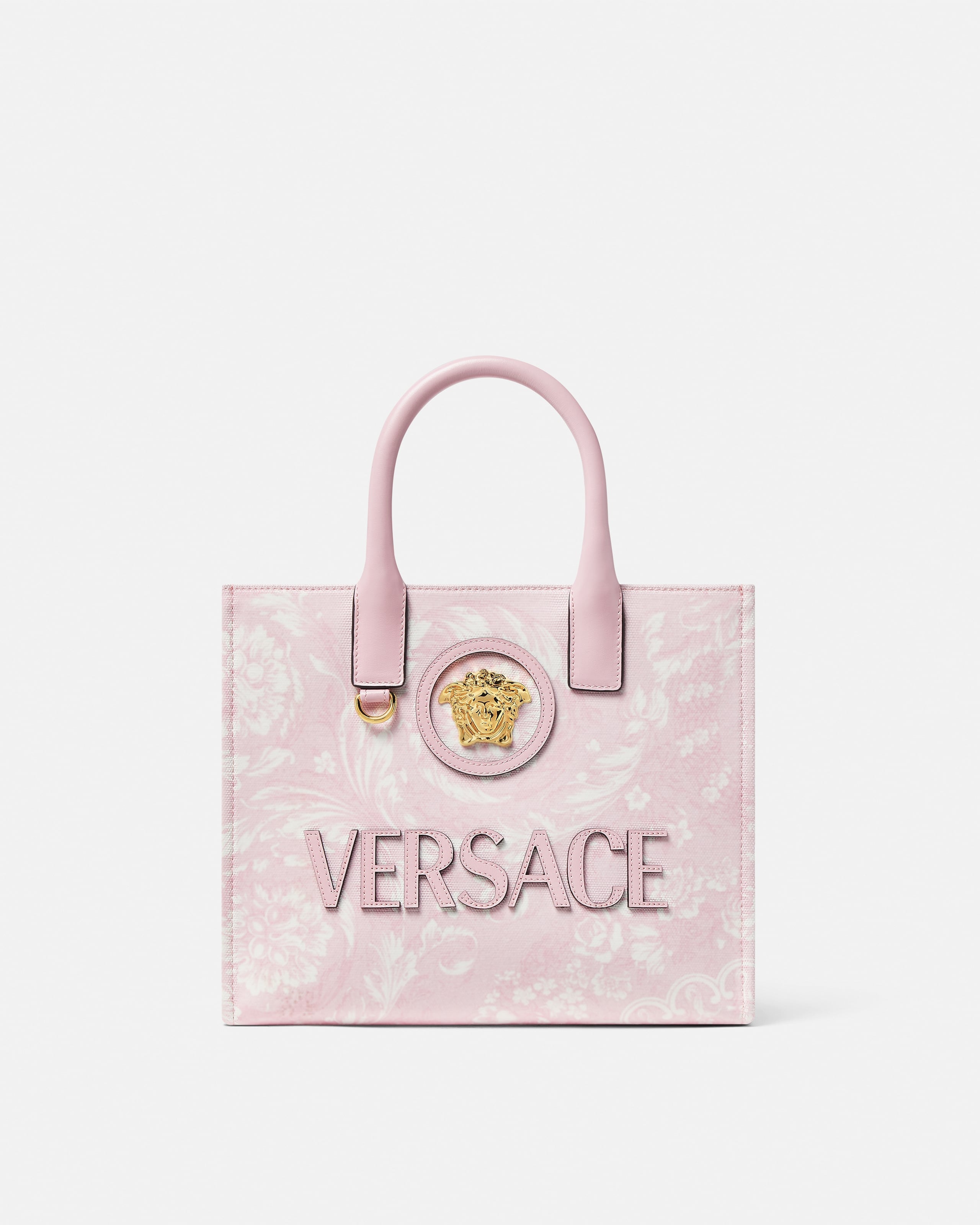 La Medusa Printed Small Canvas Tote White,Gold | VERSACE US