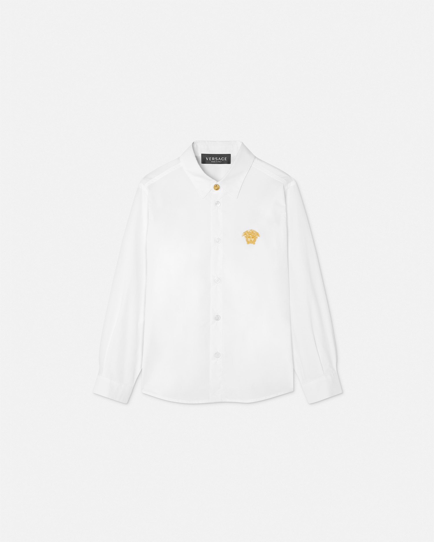 Versace Embroidered Medusa Kids Shirt In White+print