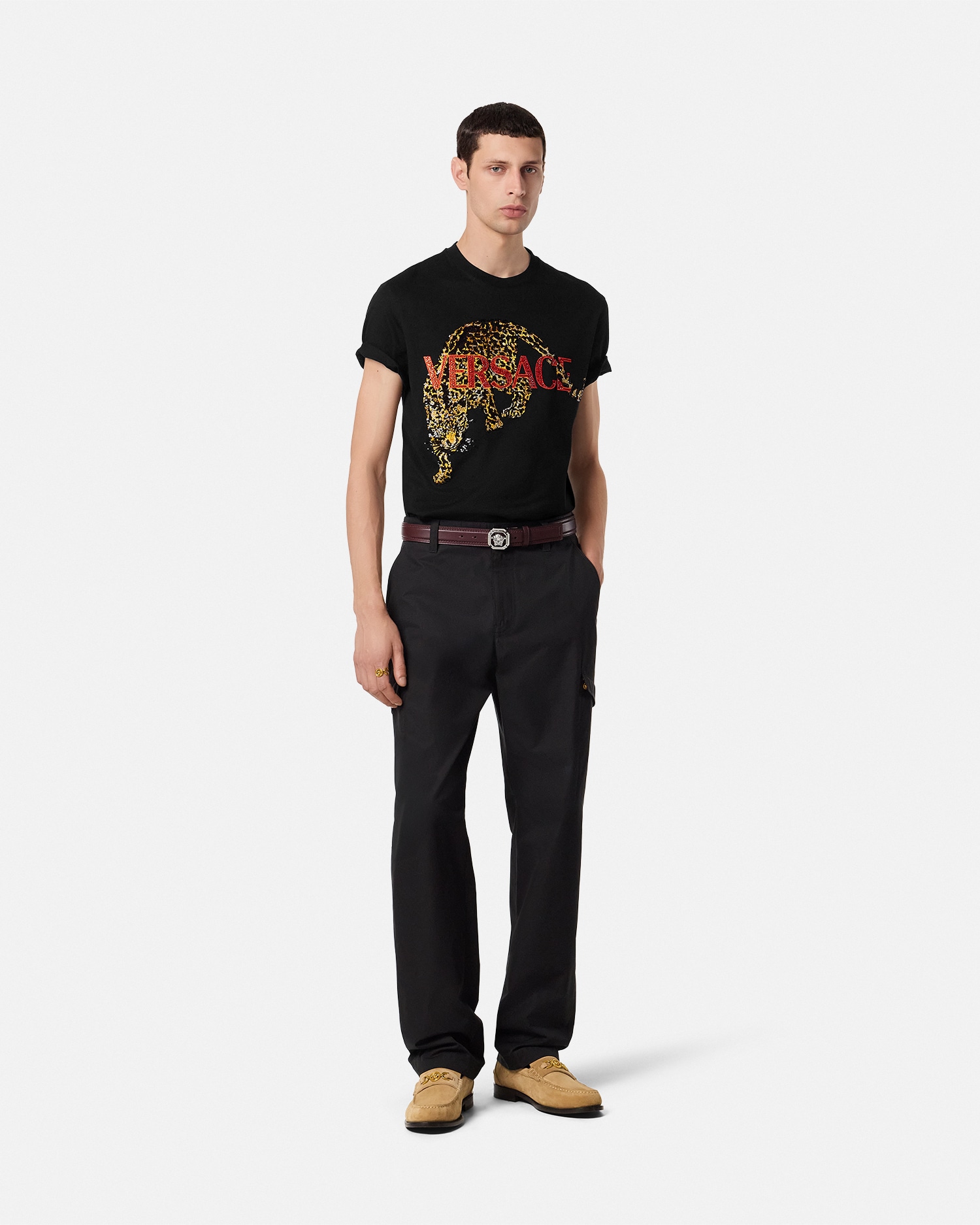 Embroidered Versace Leopard T-Shirt