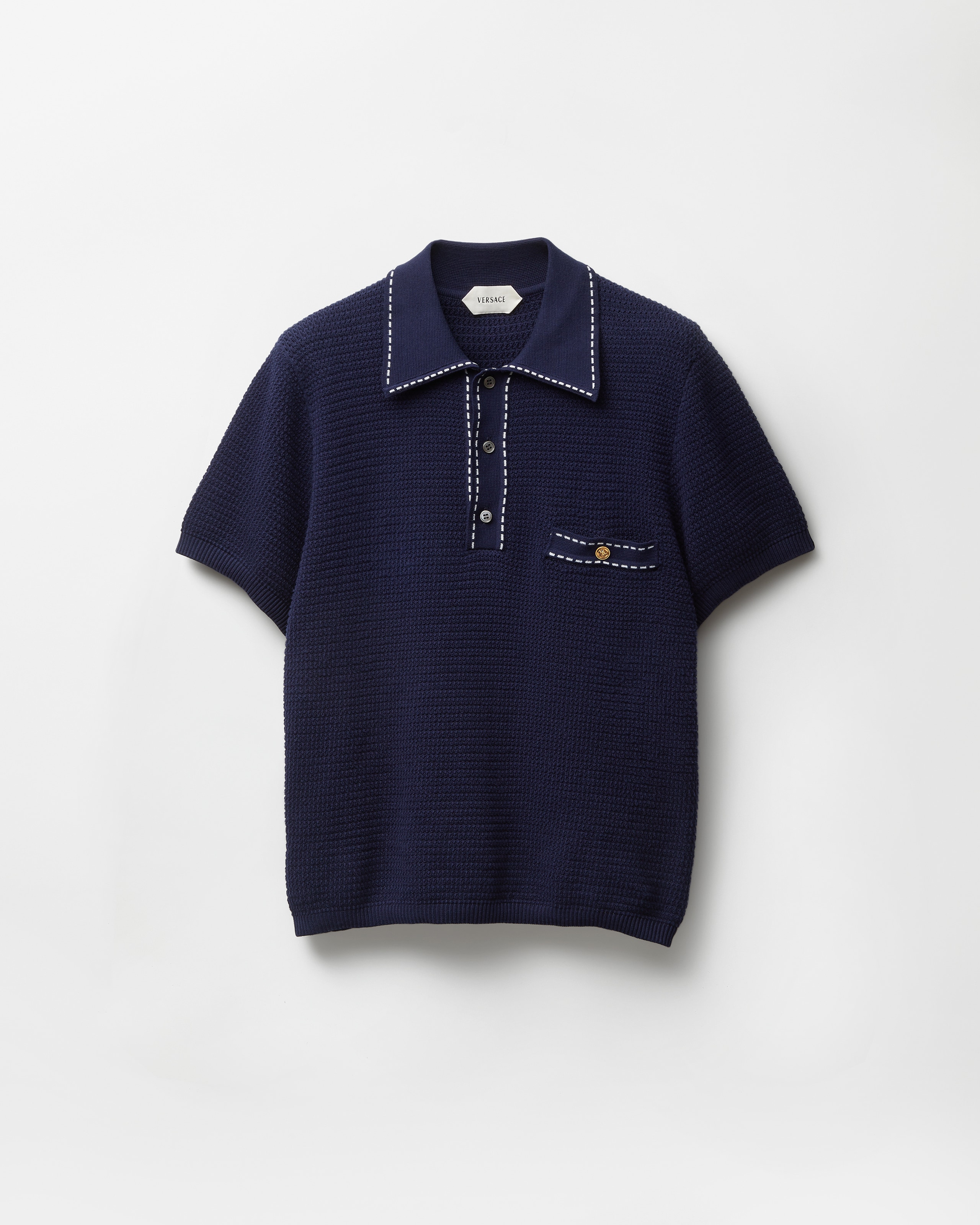 Cotton Knit Polo Blue | VERSACE US