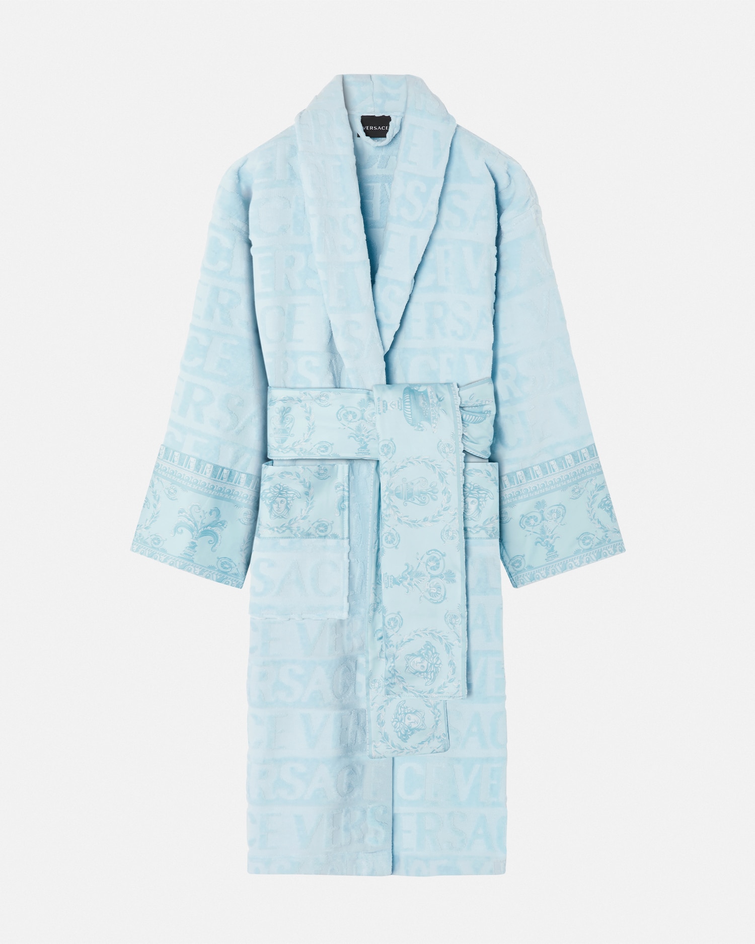 Versace I ♡ Baroque Bathrobe In Light Blue