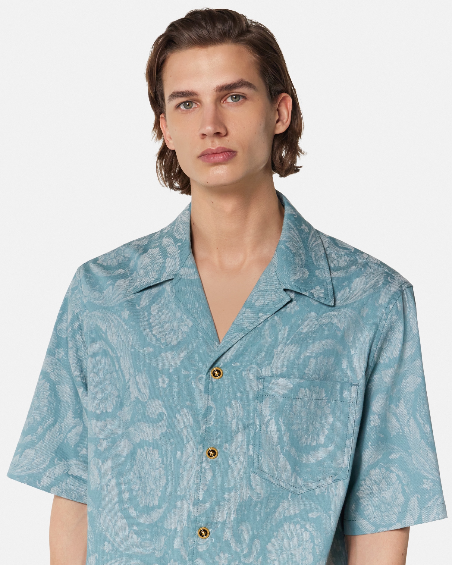 Barocco Jacquard Chambray Denim Shirt
