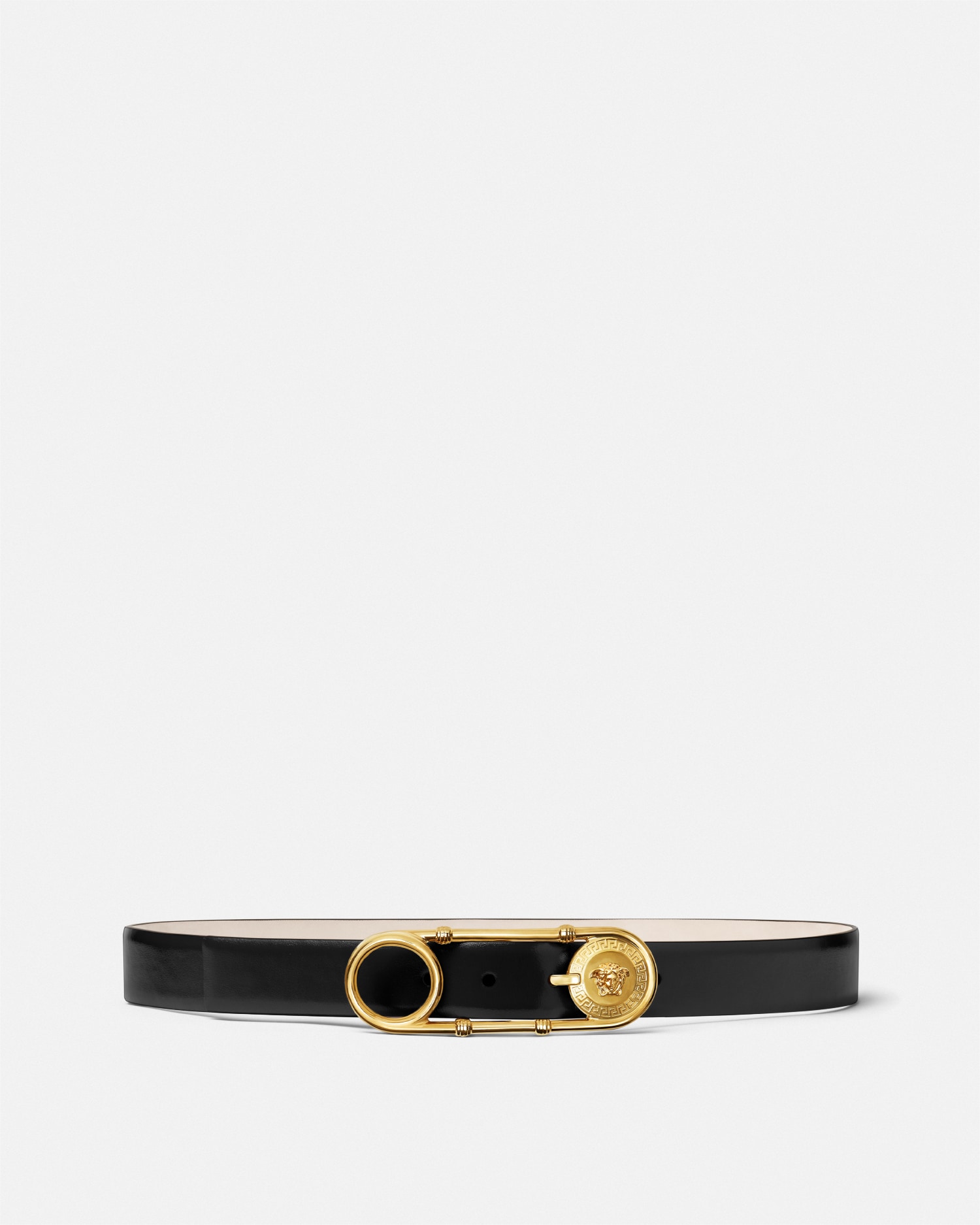 Safety Pin Leather Belt 1.2"