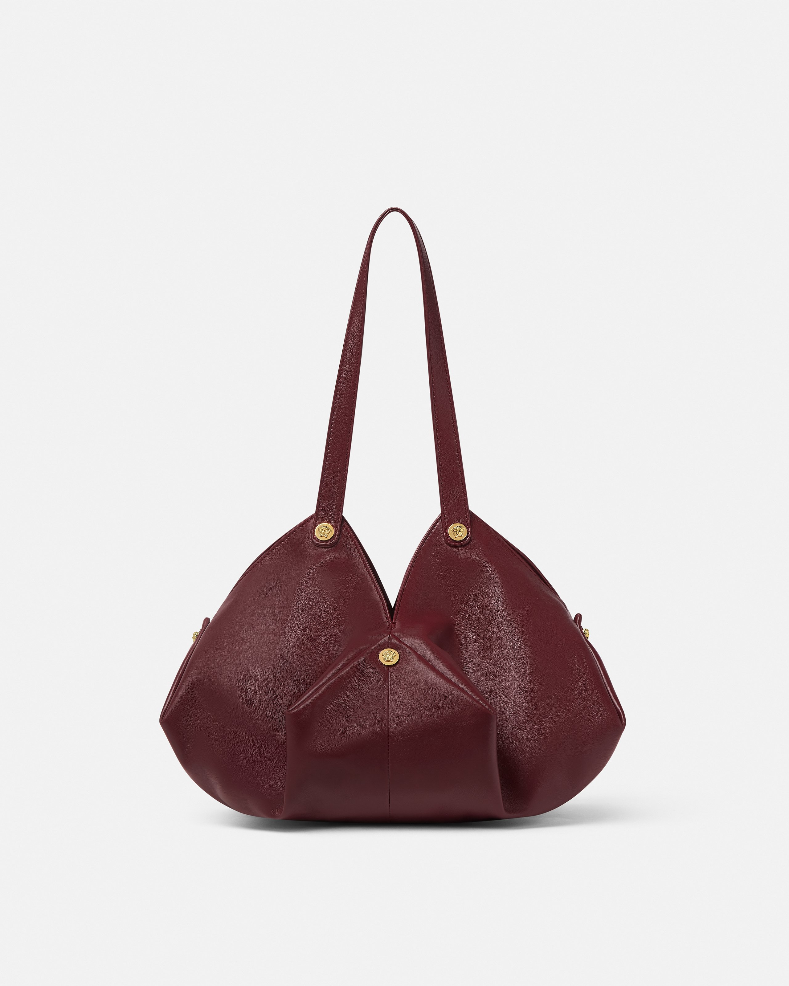 Protea Nappa Shoulder Bag Black,Gold | VERSACE US