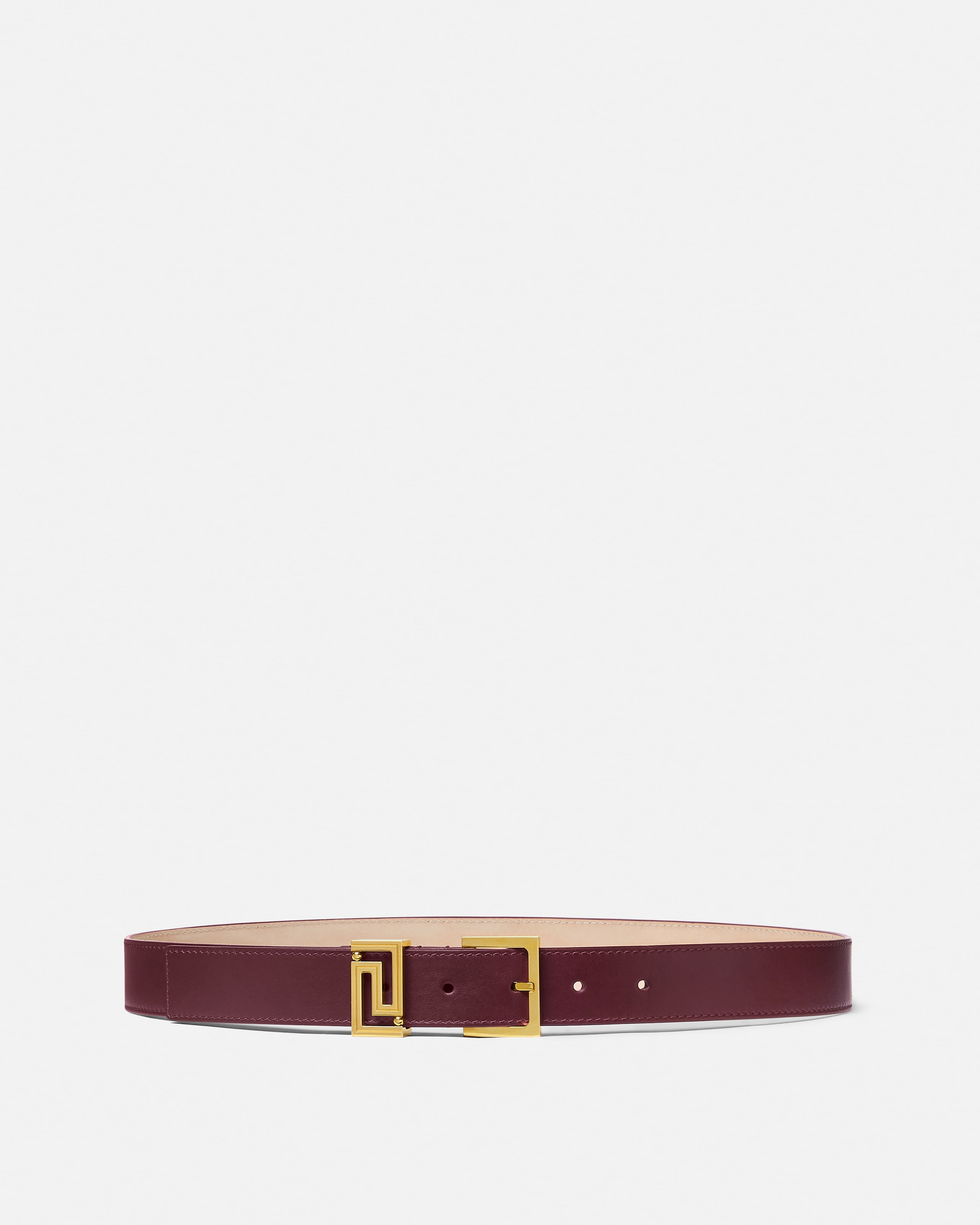 Versace Greca Goddess Leather Belt 3 Cm In Burgundy