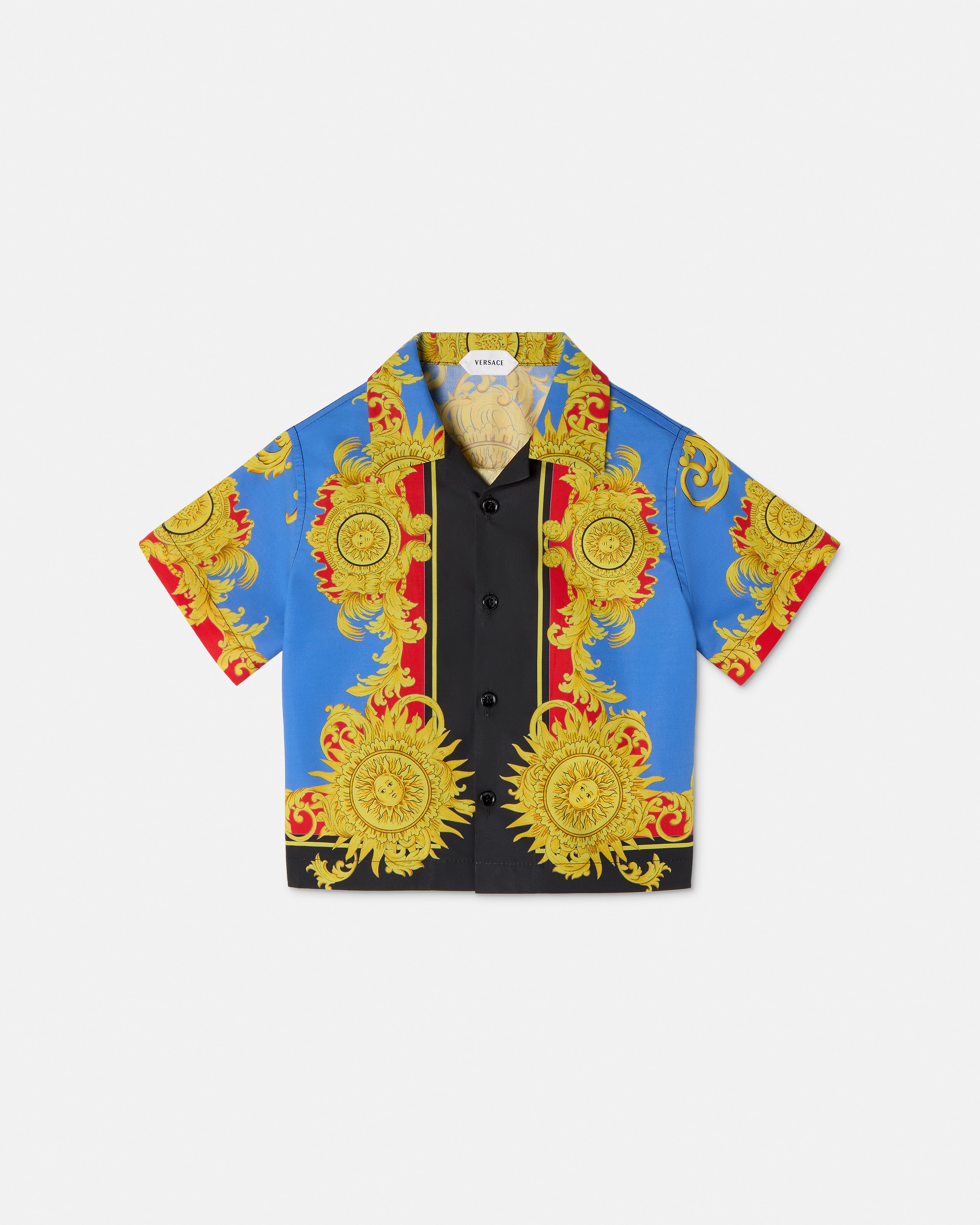 Versace Baby Printed Cotton-poplin Shirt In Blue+print