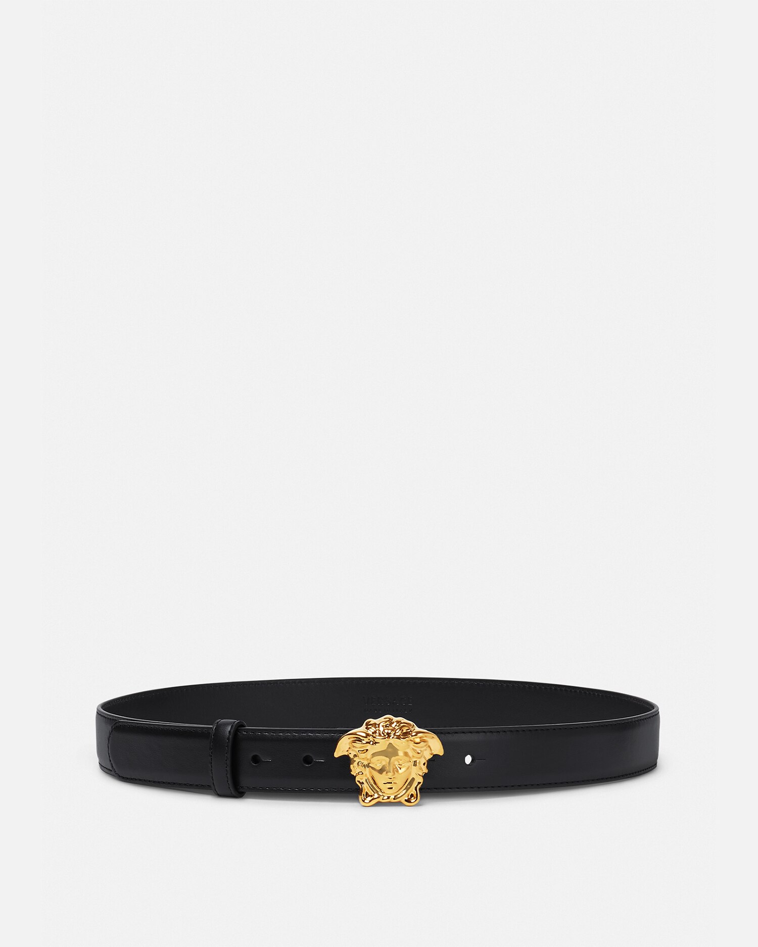 Versace Thin Belts Leather Black In Black