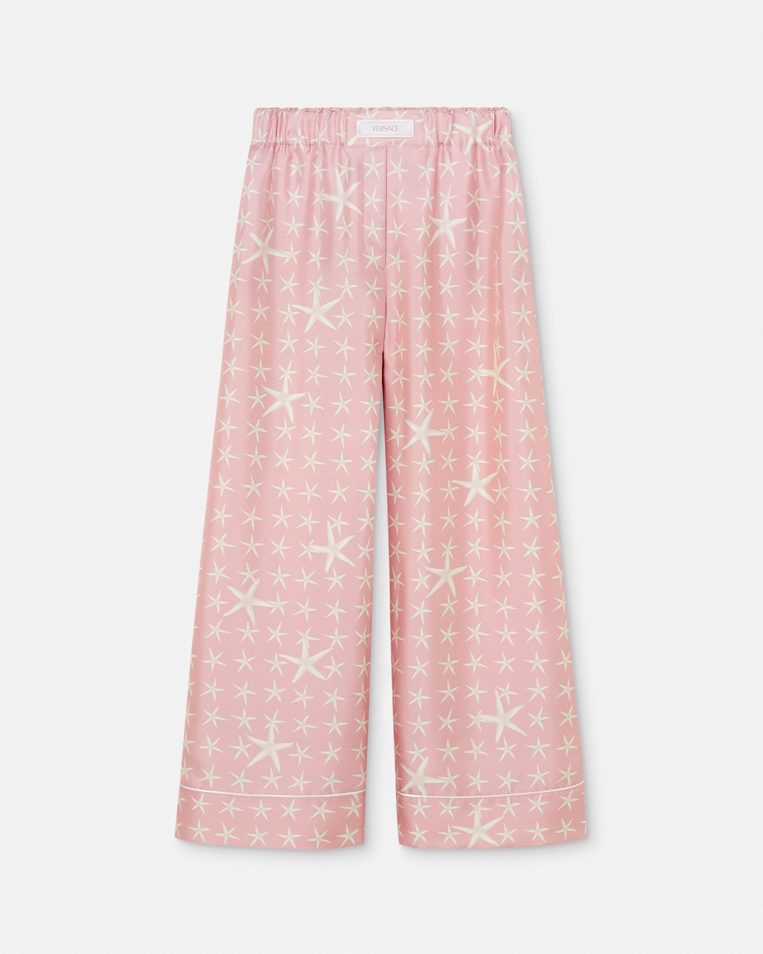 Versace Pantalon Stella Marina En Soie In Pink
