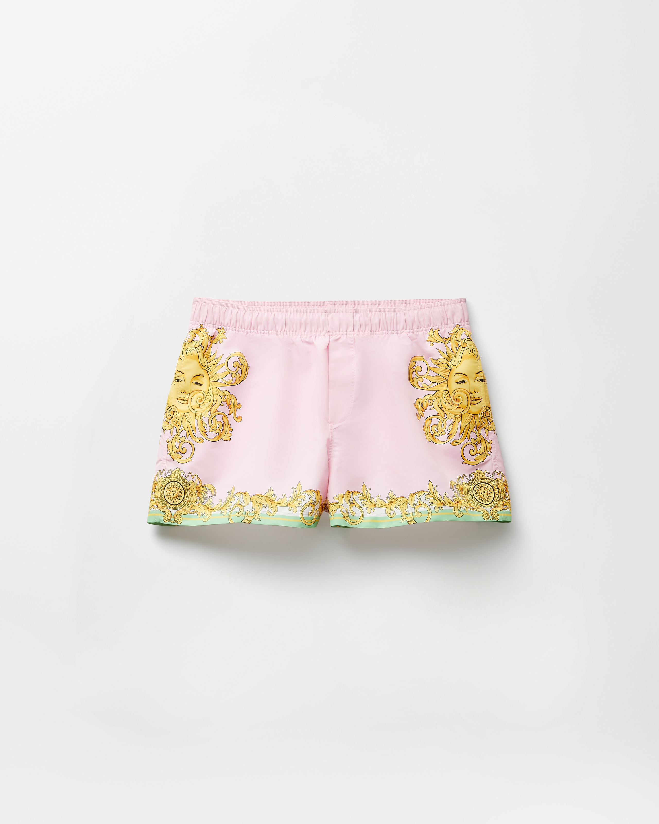 Printed Swim Shorts Yellow,Pink | VERSACE US