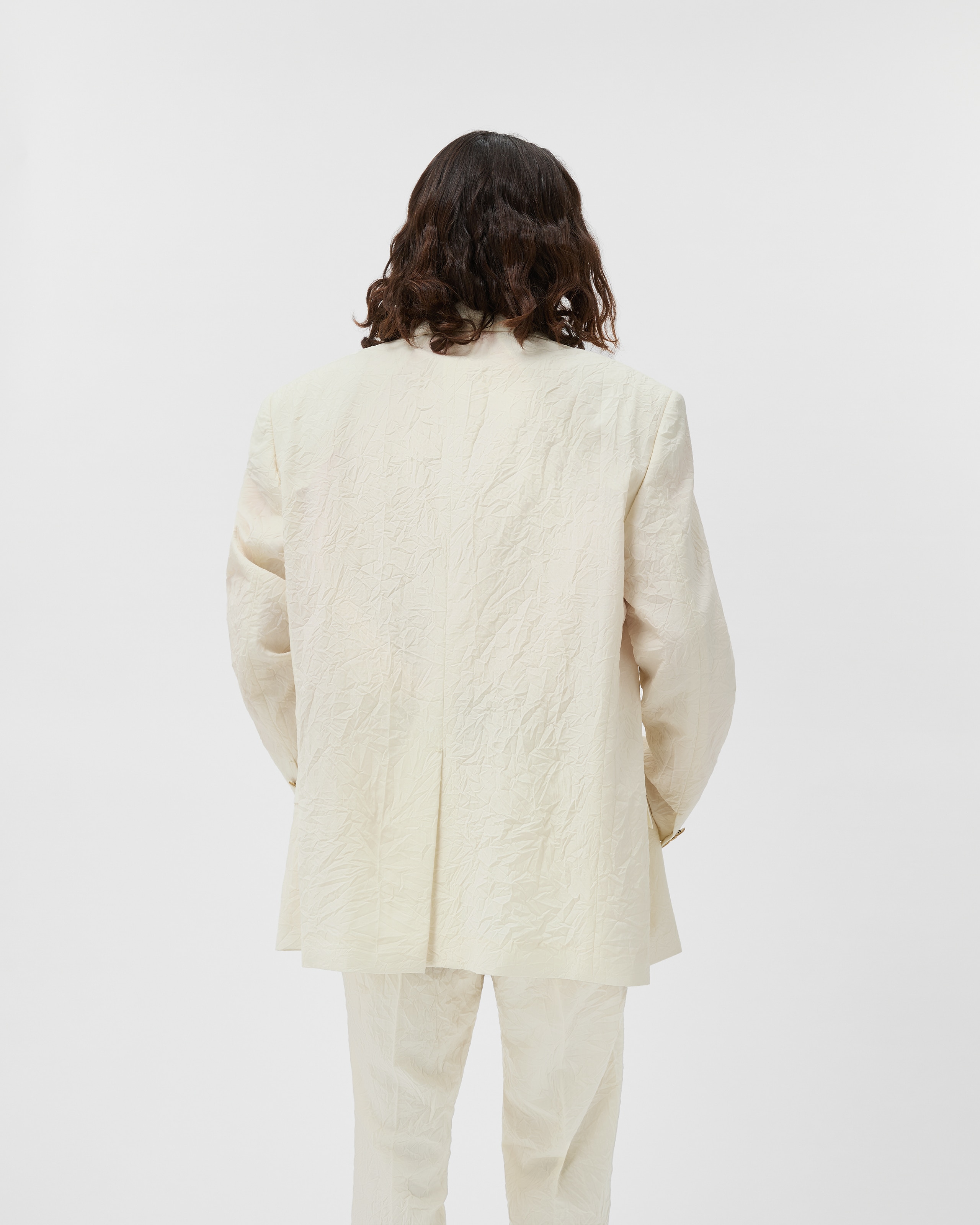 Wool Creased Blazer White | VERSACE US