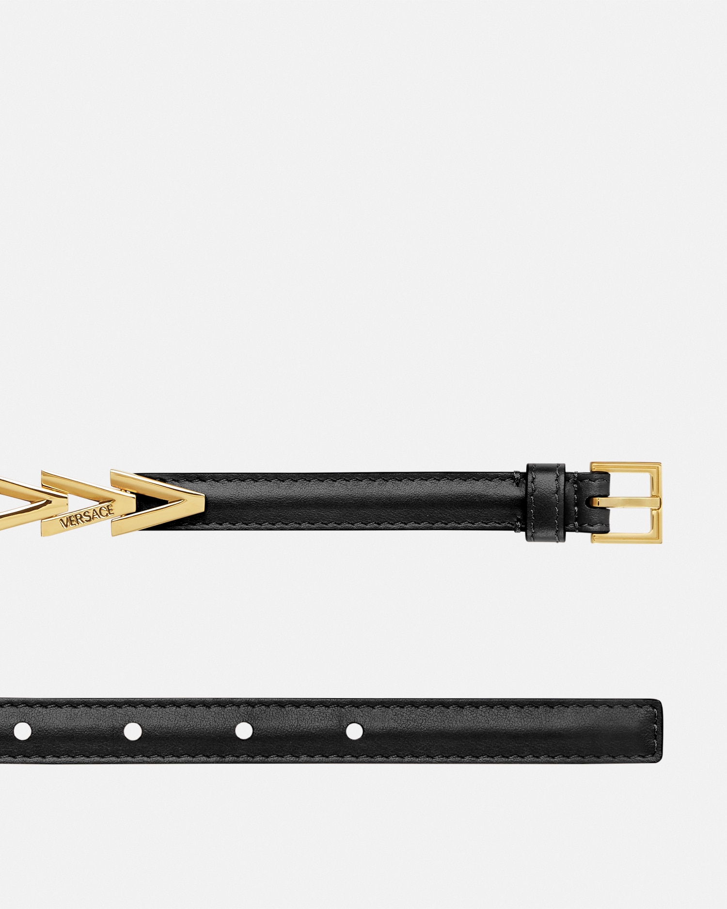 Versace V2025 Chain Leather Belt 2 Cm In Black+gold