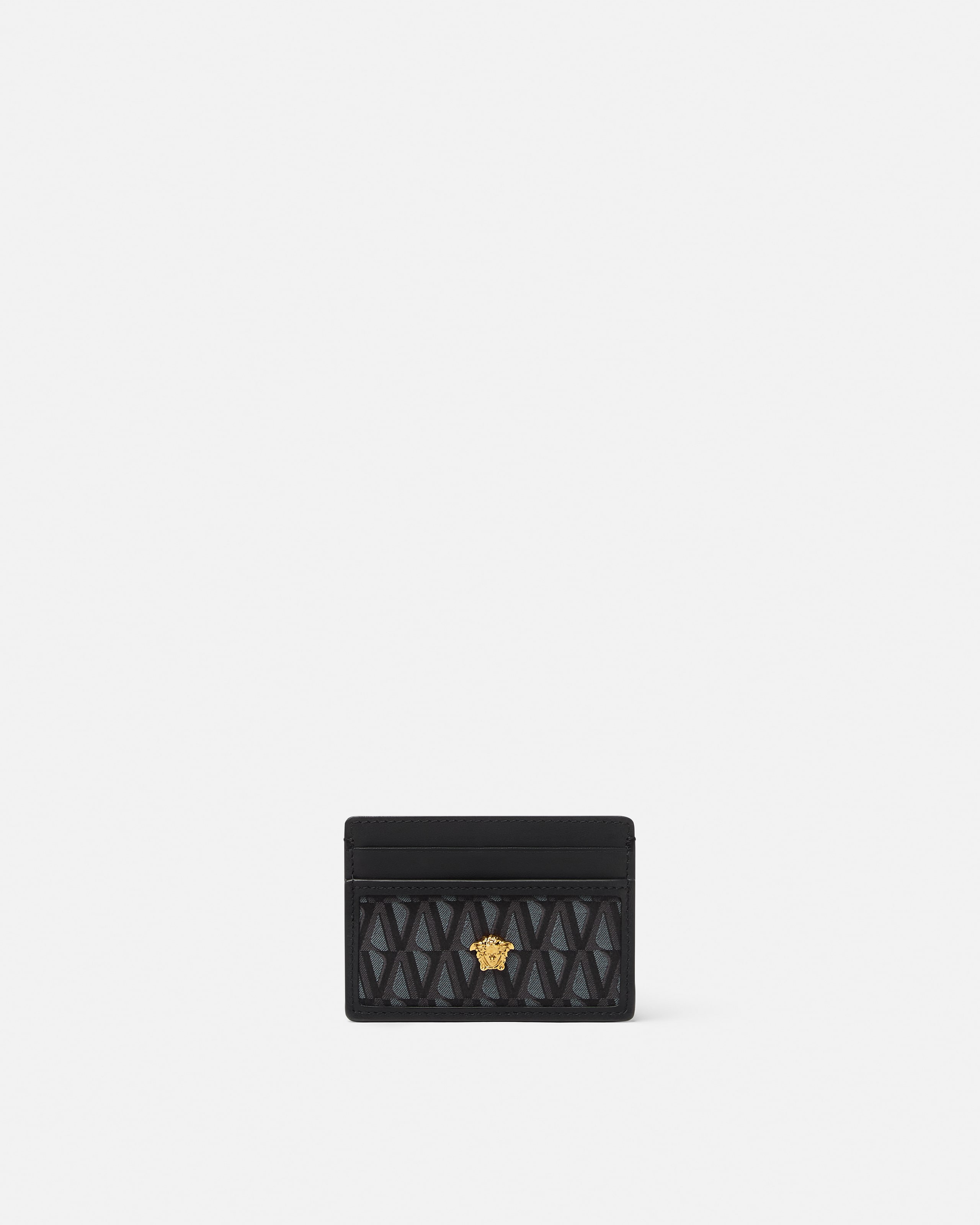 Versace La Medusa V Jacquard Card Holder In Black