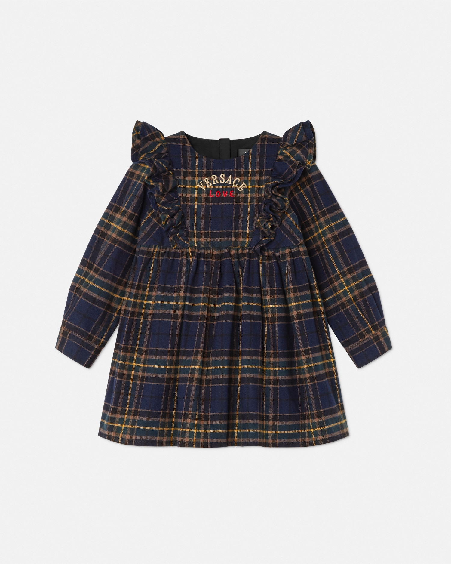 Versace Tartan  Love Kids Dress In Blue
