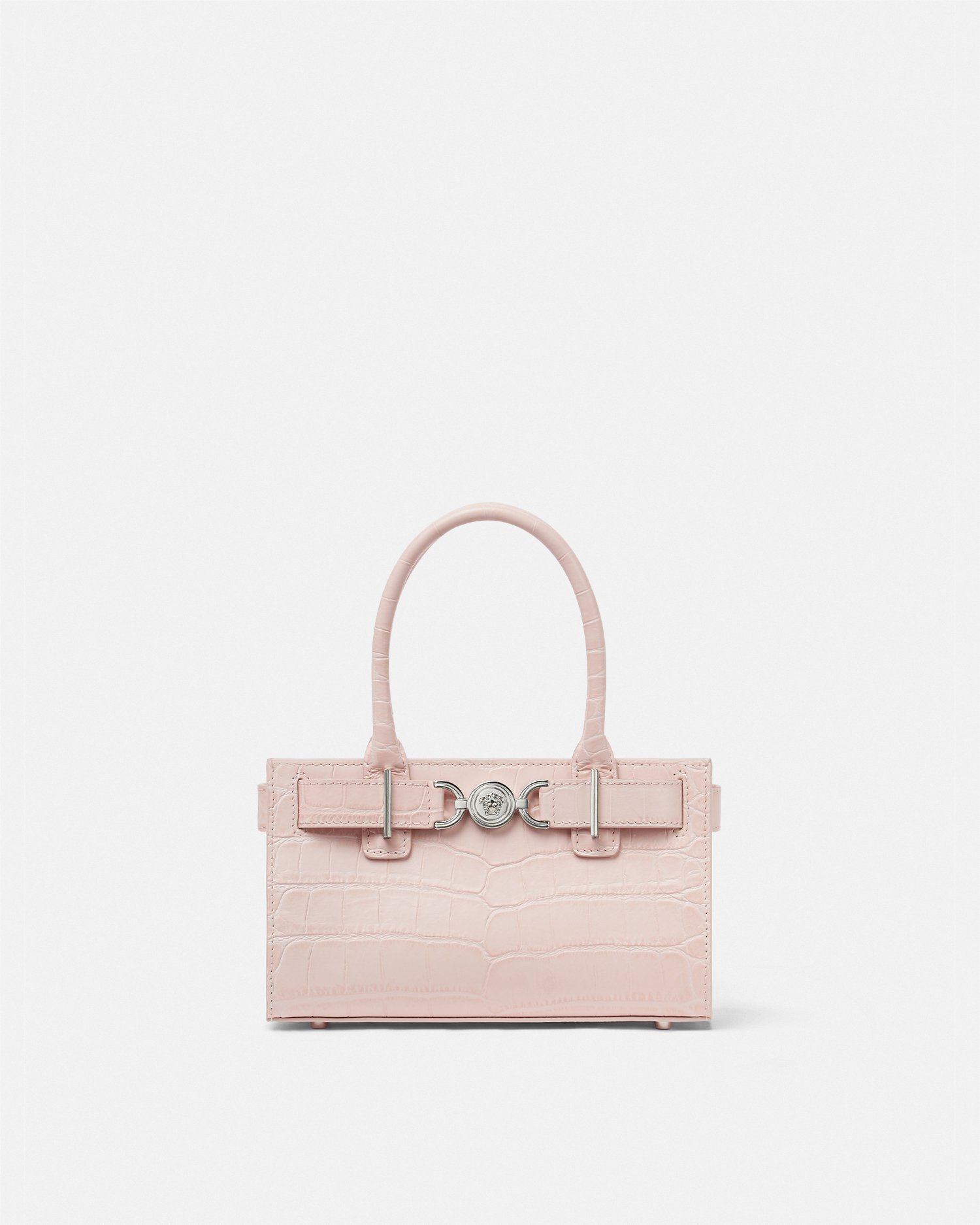 Versace Croc-effect Medusa '95 Small Tote Bag In Light Pink