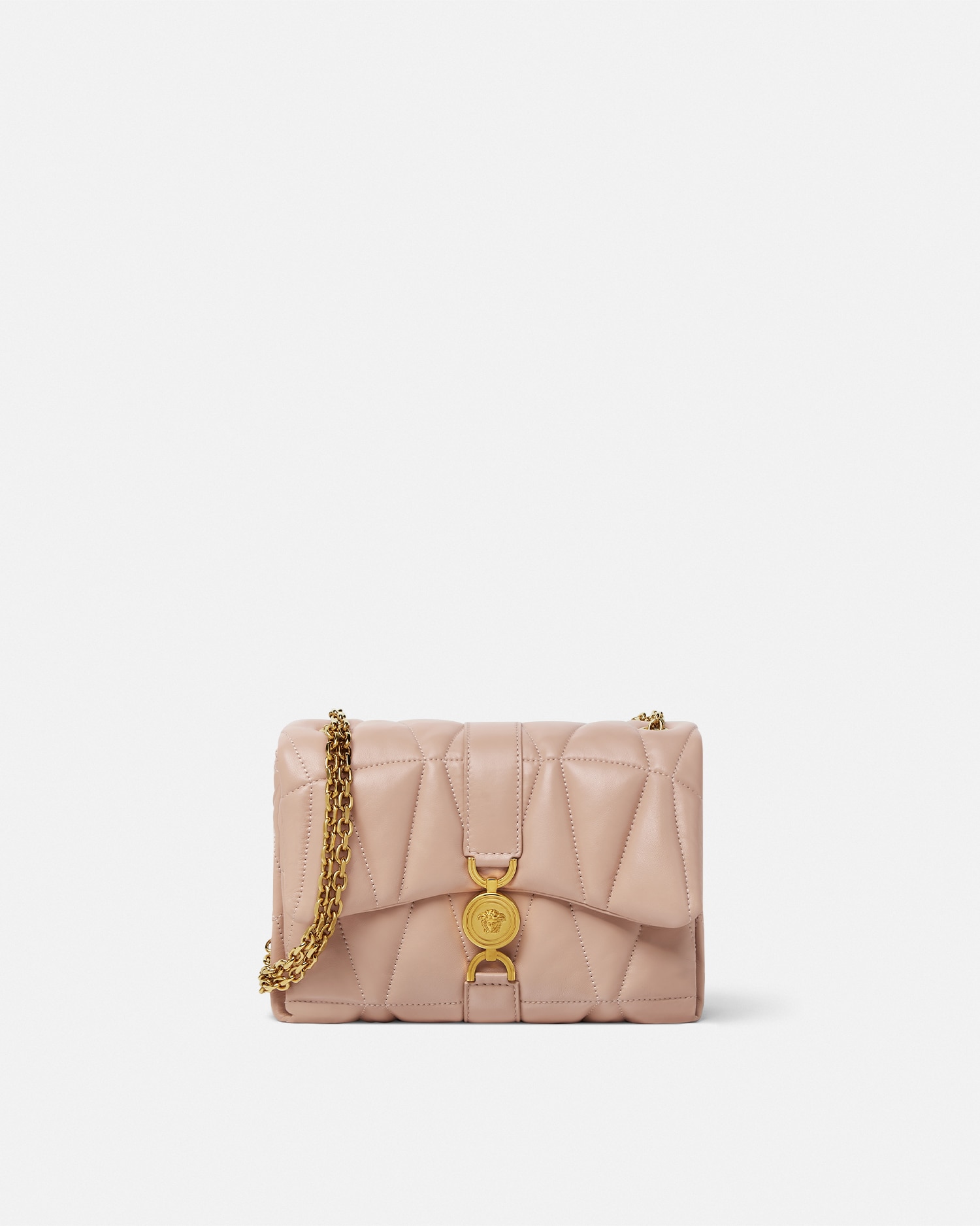 Versace Kleio Quilted Shoulder Bag In Rose Clair