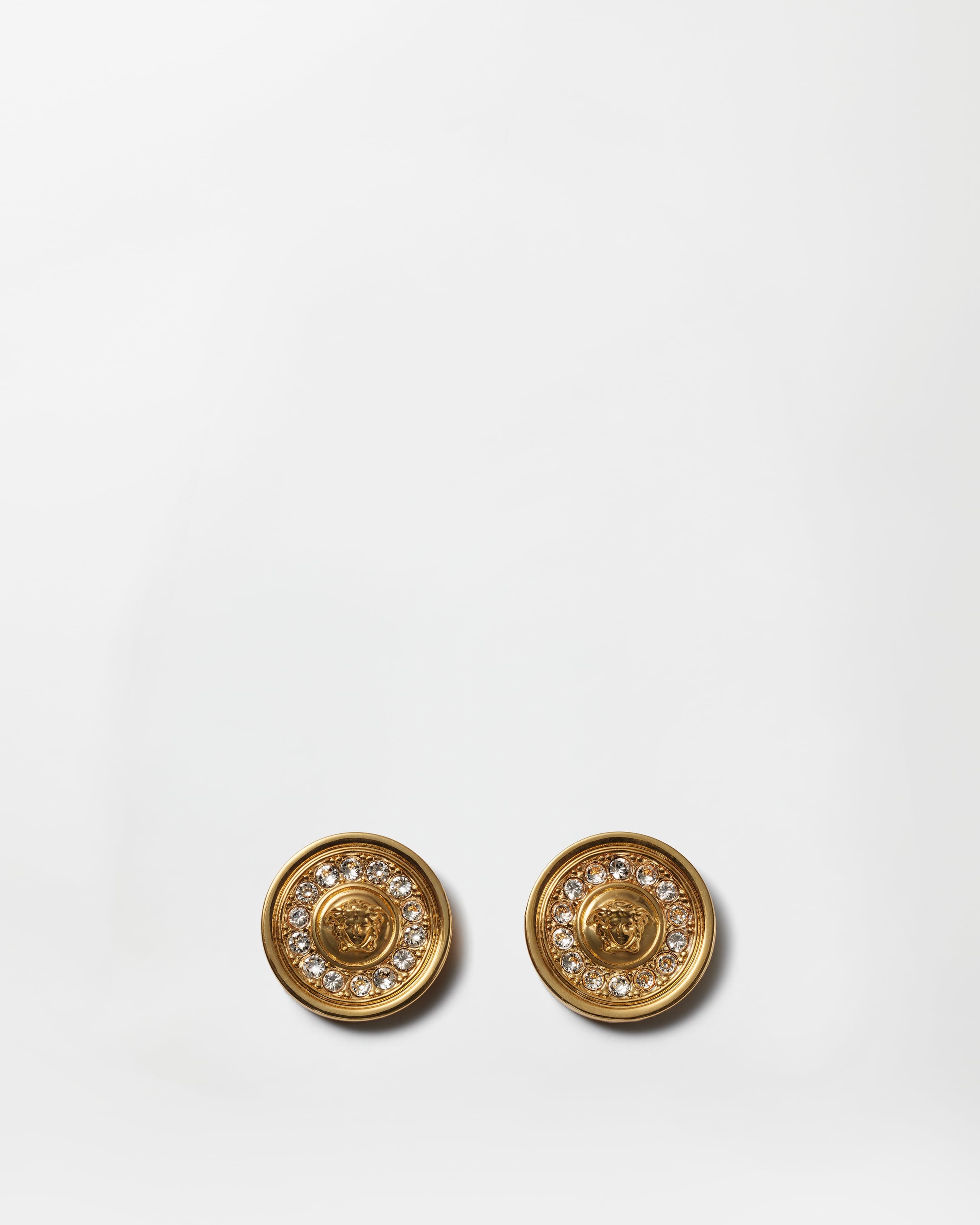 Versace Medusa Crystal Earrings In Purple