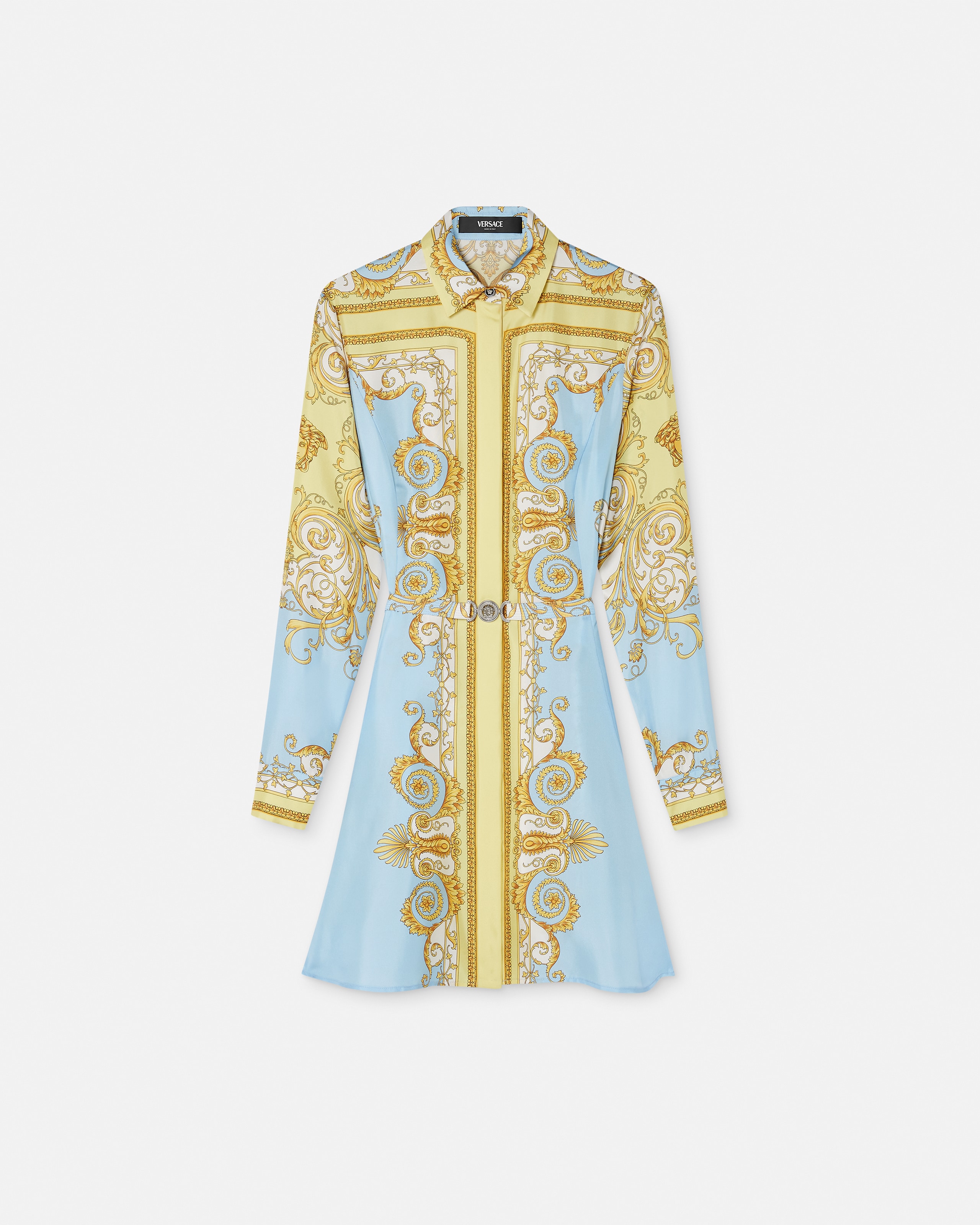 Printed Silk Twill Mini Shirt Dress