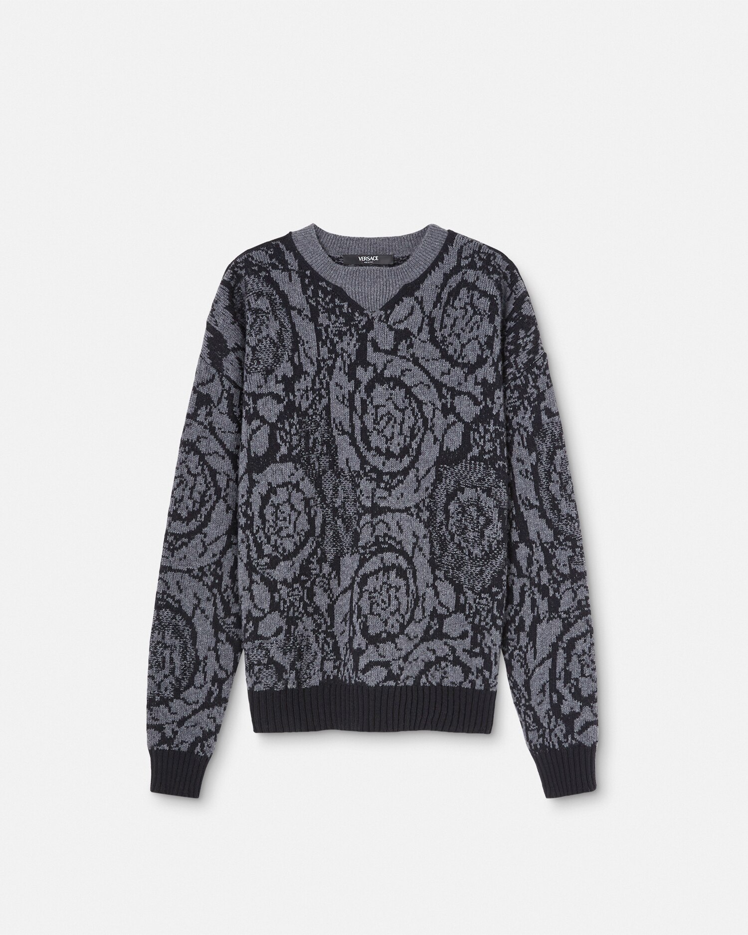 Versace Abbigliamento Barocco Knit Sweater In Black