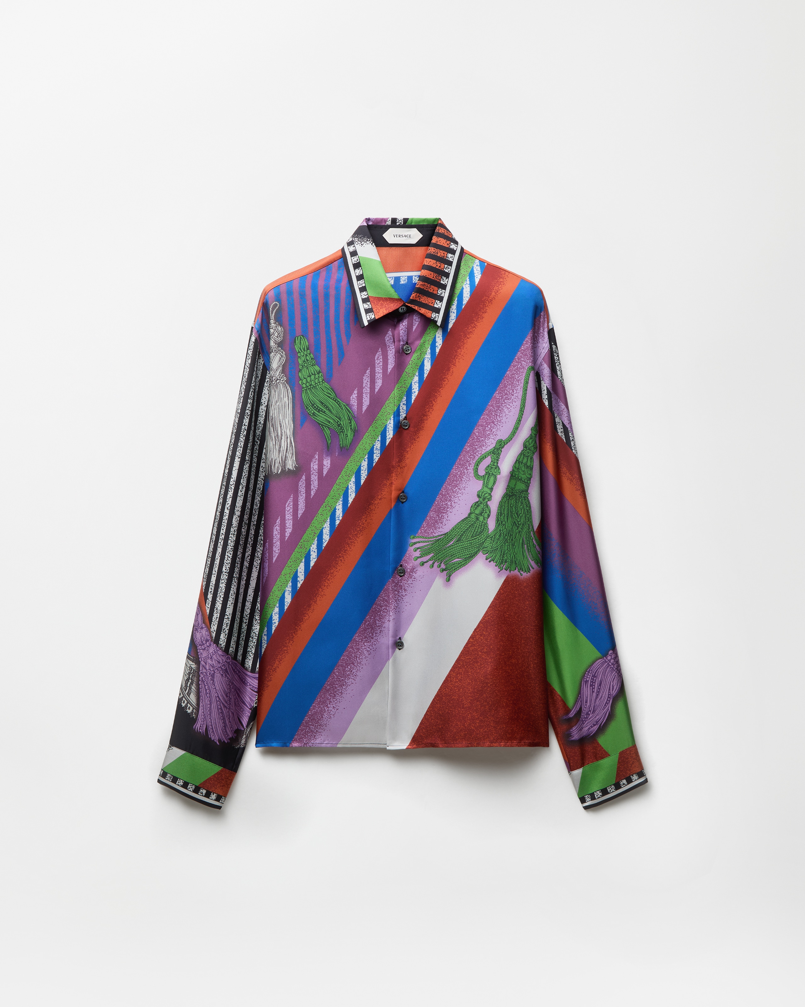 Versace Printed Silk Twill Regular Shirt In Multicolor