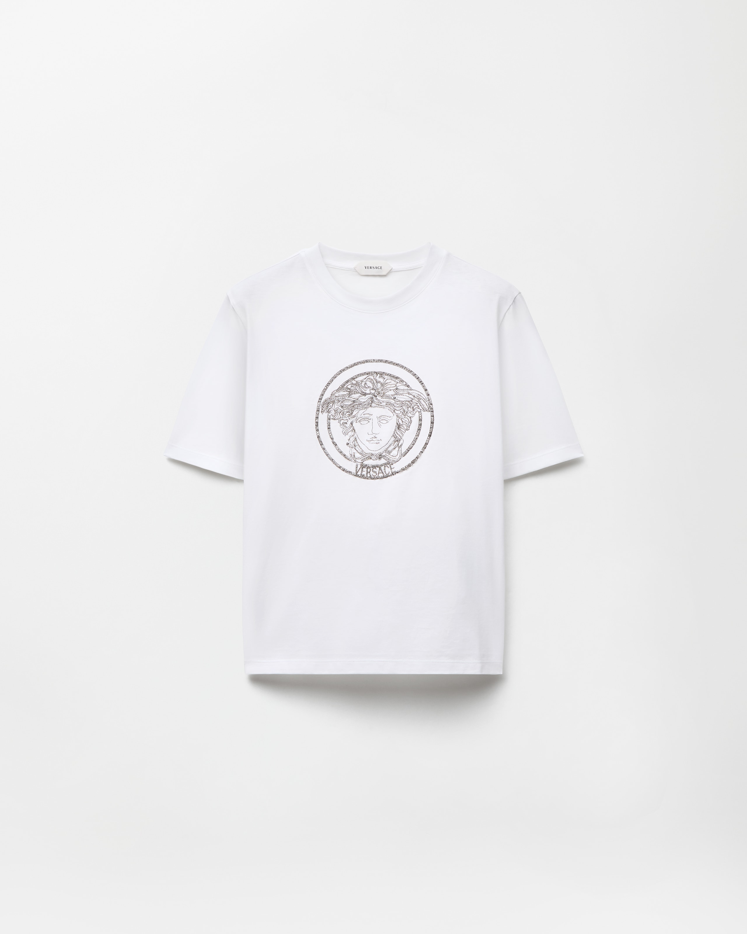 Versace Embroidered Cotton-jersey T-shirt In White