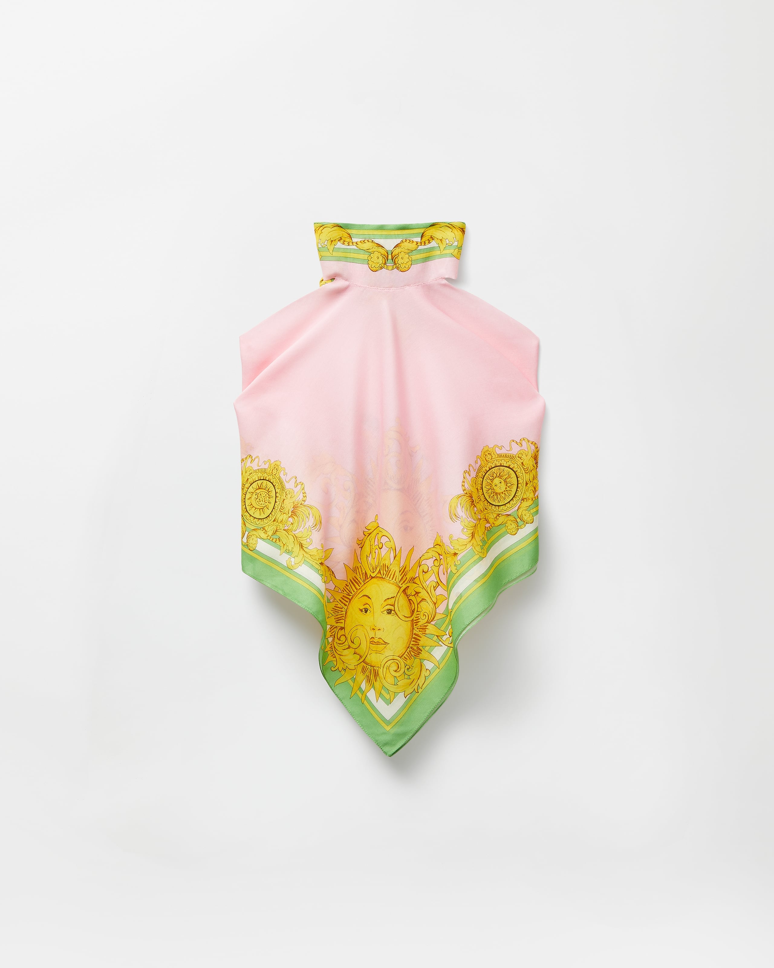 Printed Cotton & Silk Voile Cover-Up Top Yellow,Pink  display picture 2