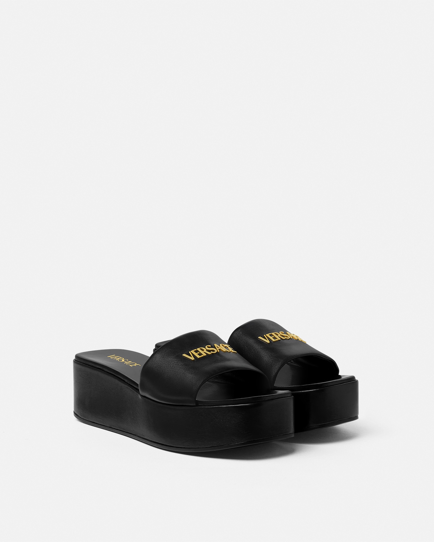 Leather Platform Mules 55 mm