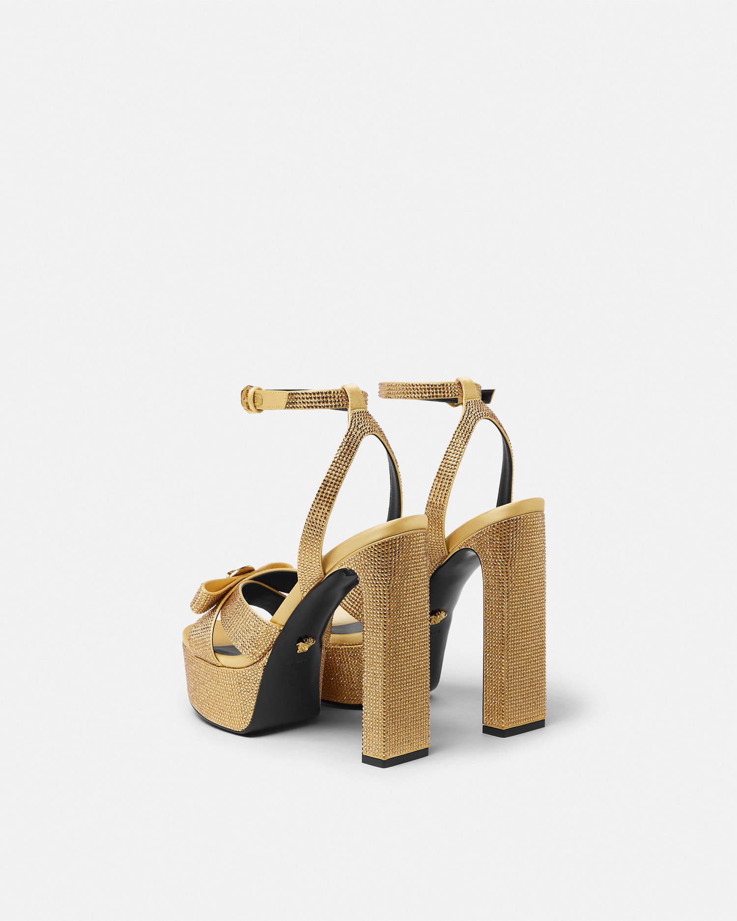 Crystal Gianni Ribbon Satin Sandals 5.5"
