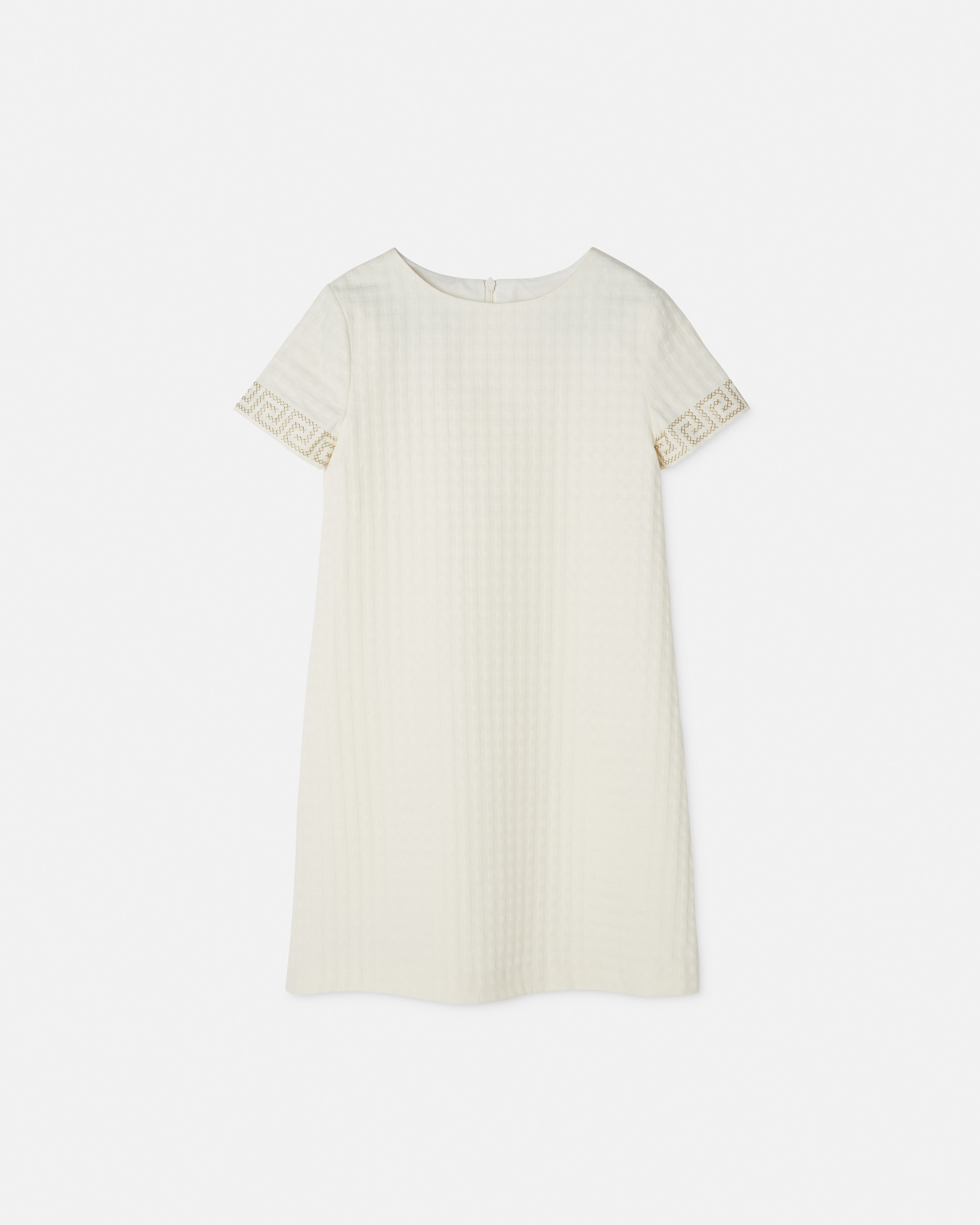 Versace Robe En Coton Et Jacquard À Carreaux Kids In Neutral